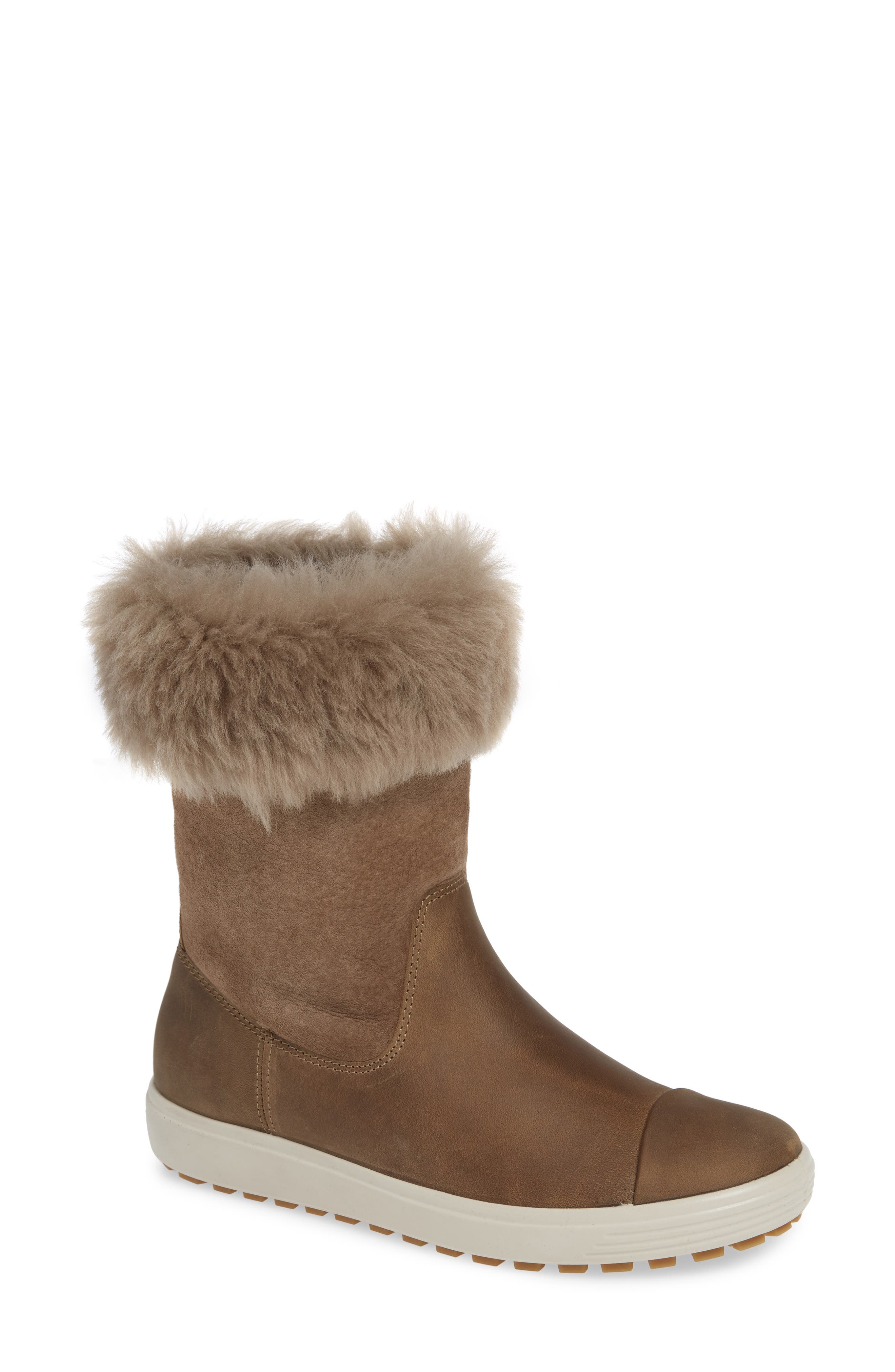 Ecco Soft 7 Tred Waterproof Genuine Shearling Lined Boot, Brown