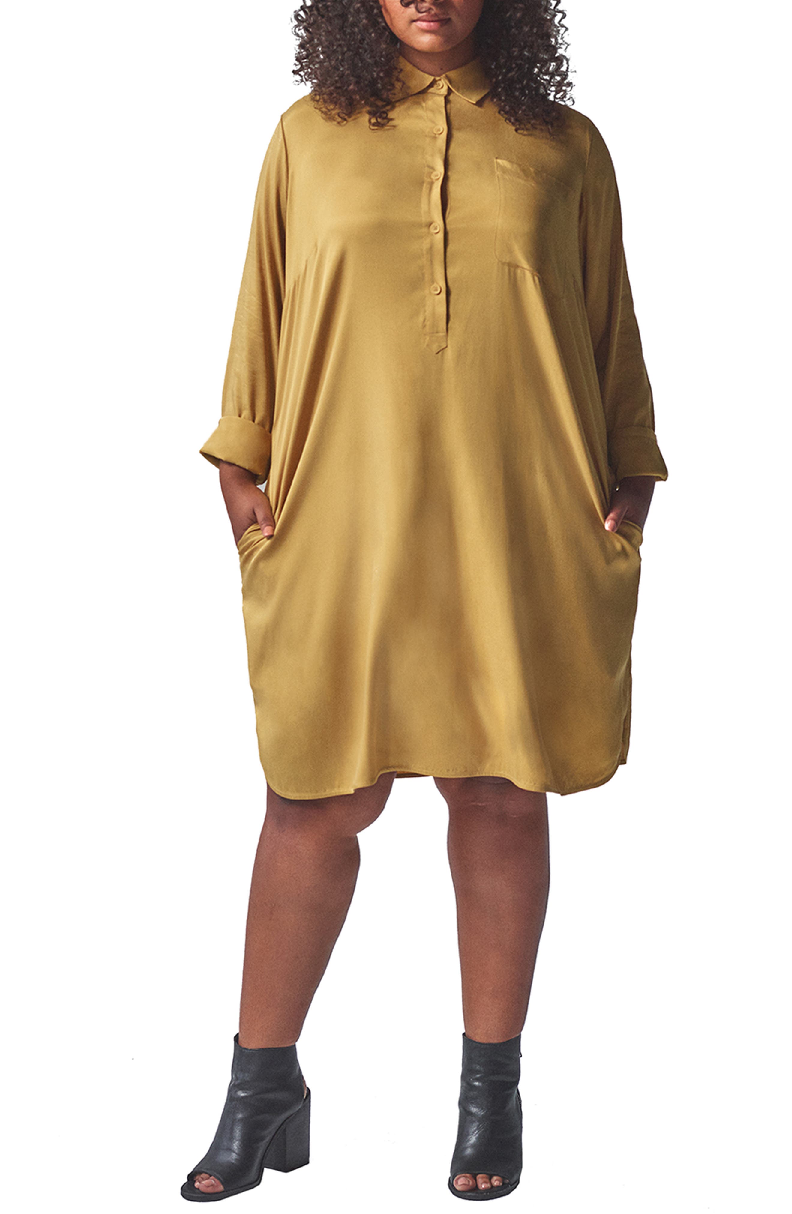Plus Size Universal Standard Rubicon Shirtdress, Size XS (14-16) - Yellow