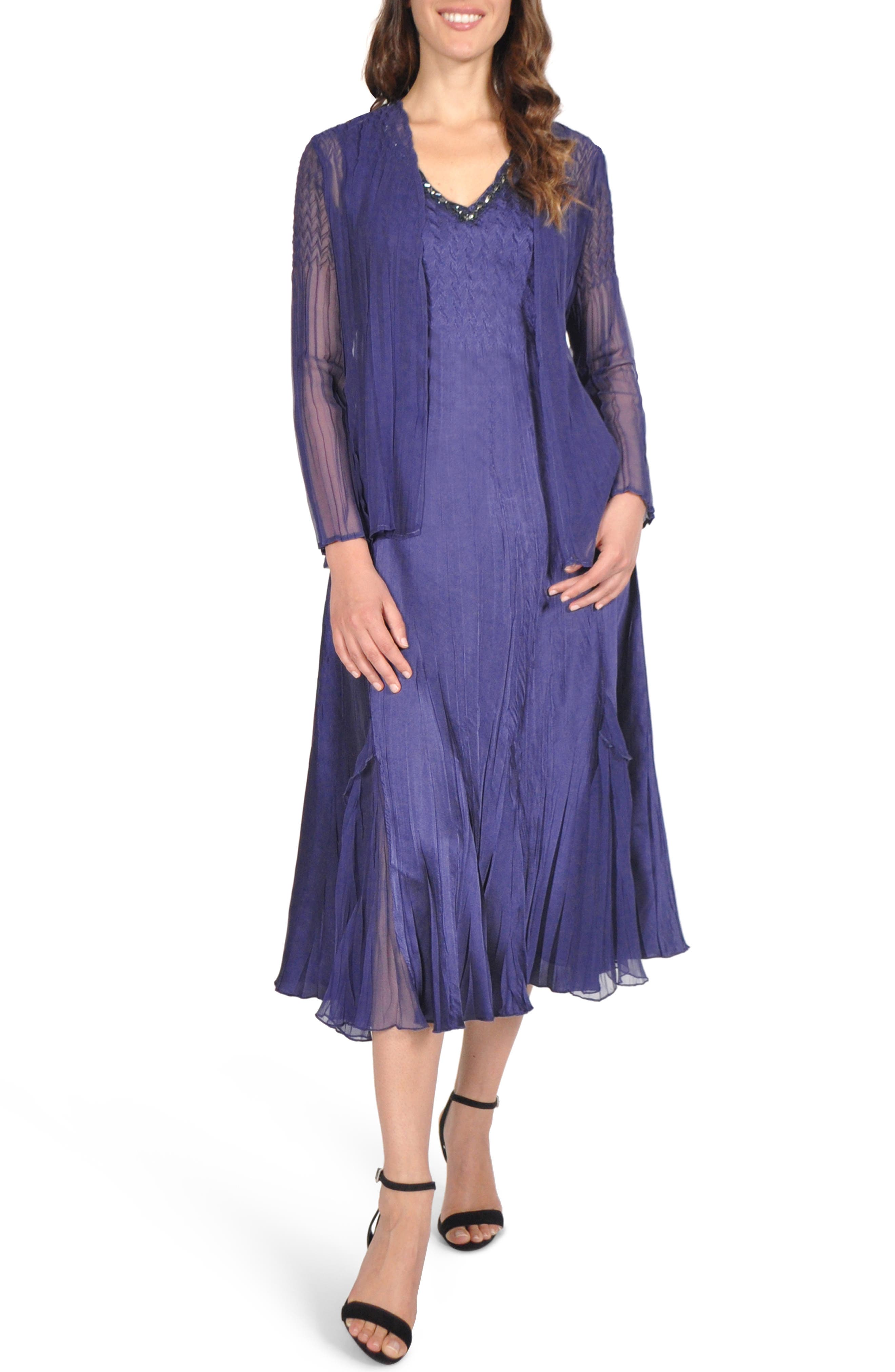 Komarov Embellished Midi Dress With Jacket, Blue