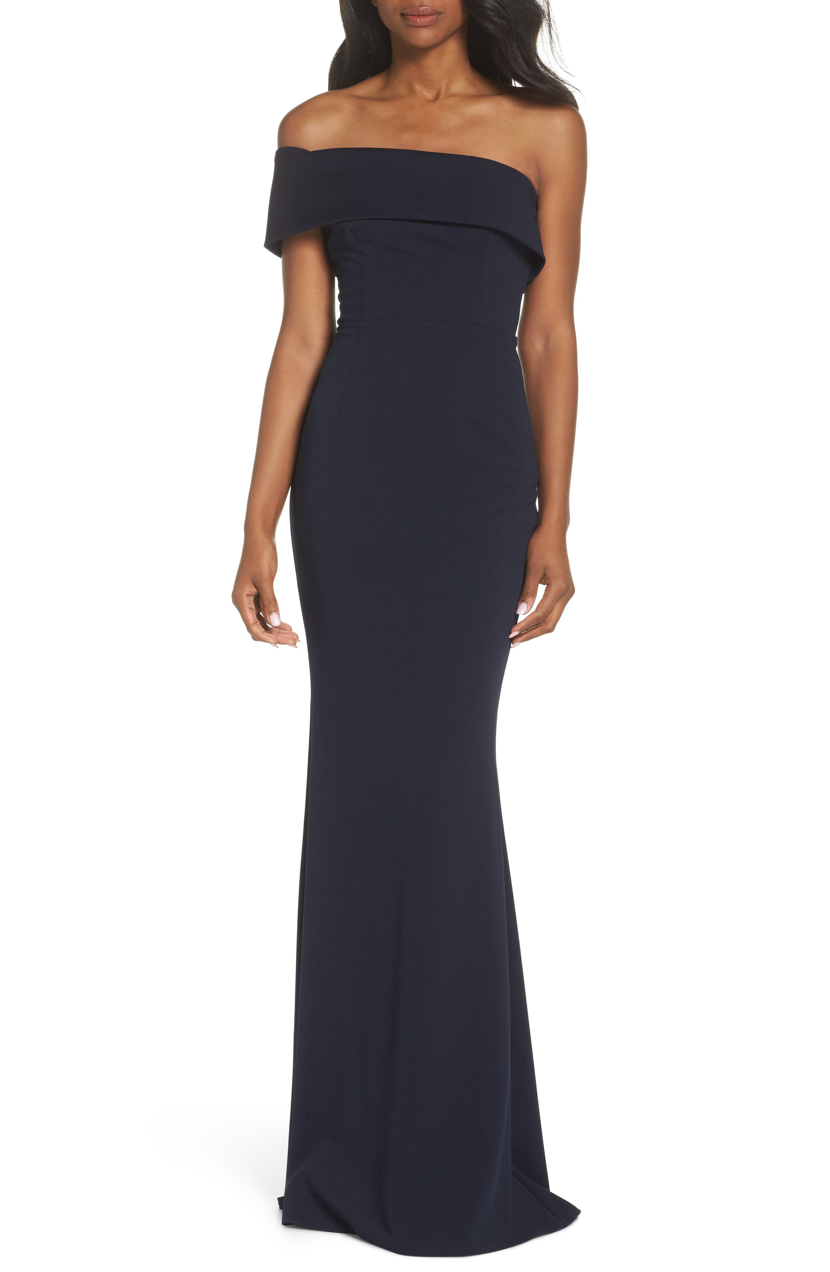 Katie May Titan One-Shoulder Cutout Crepe Gown, Blue