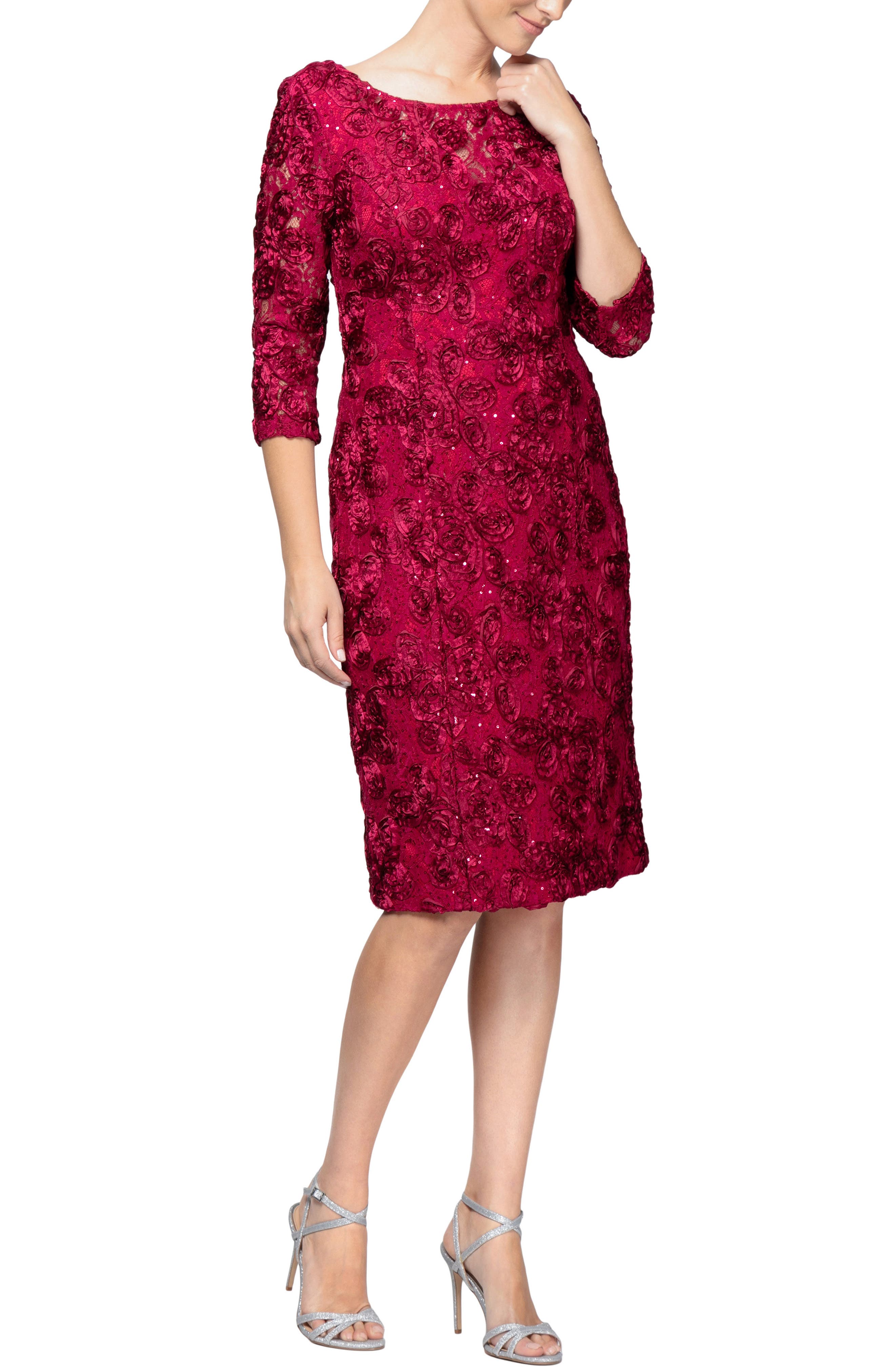 Alex Evenings Rosette Shift Dress, Pink