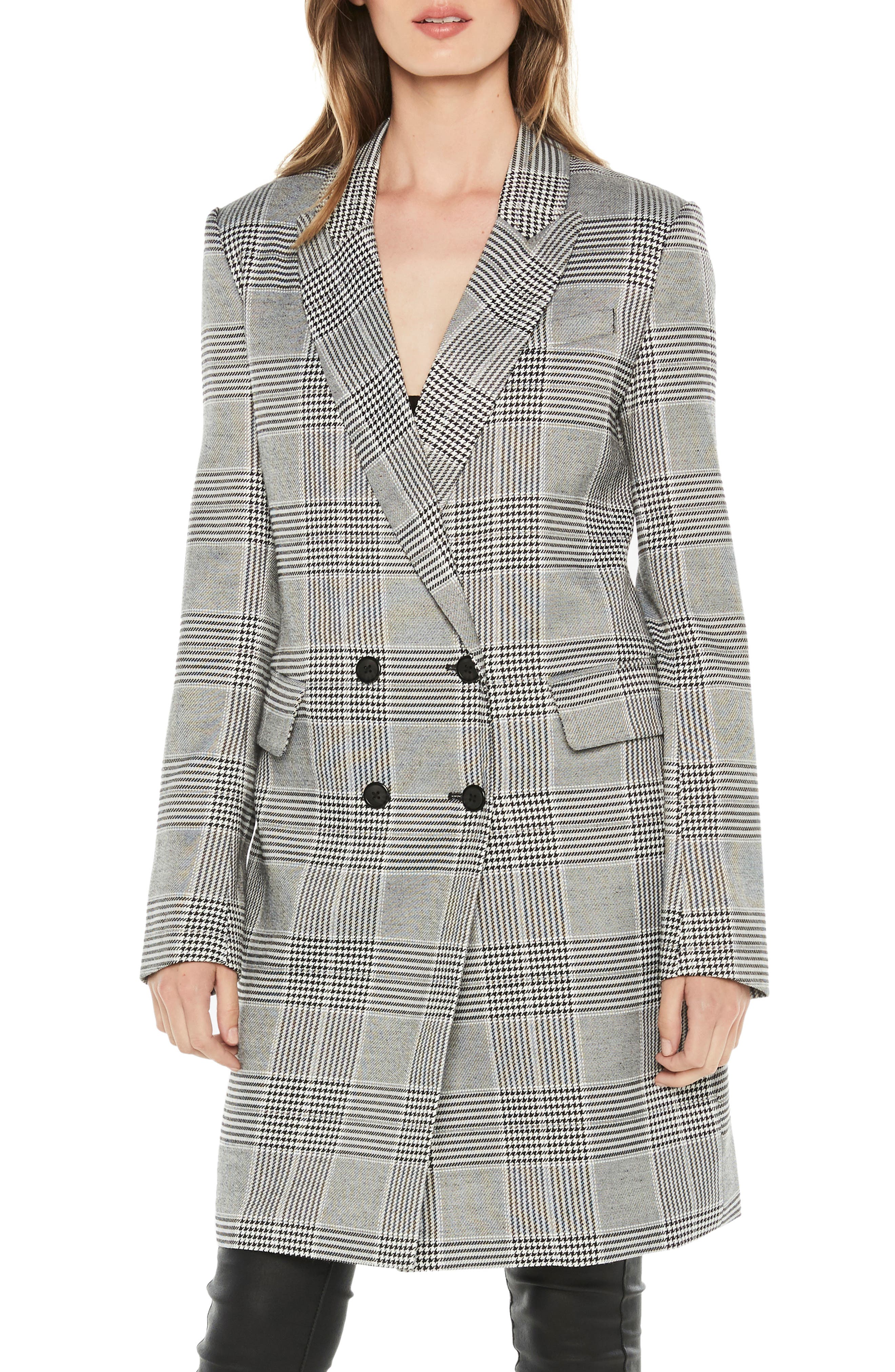 Bardot Plaid Coat, Grey