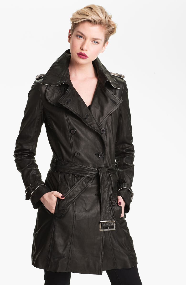 Bod & Christensen Double Breasted Leather Trench Coat | Nordstrom