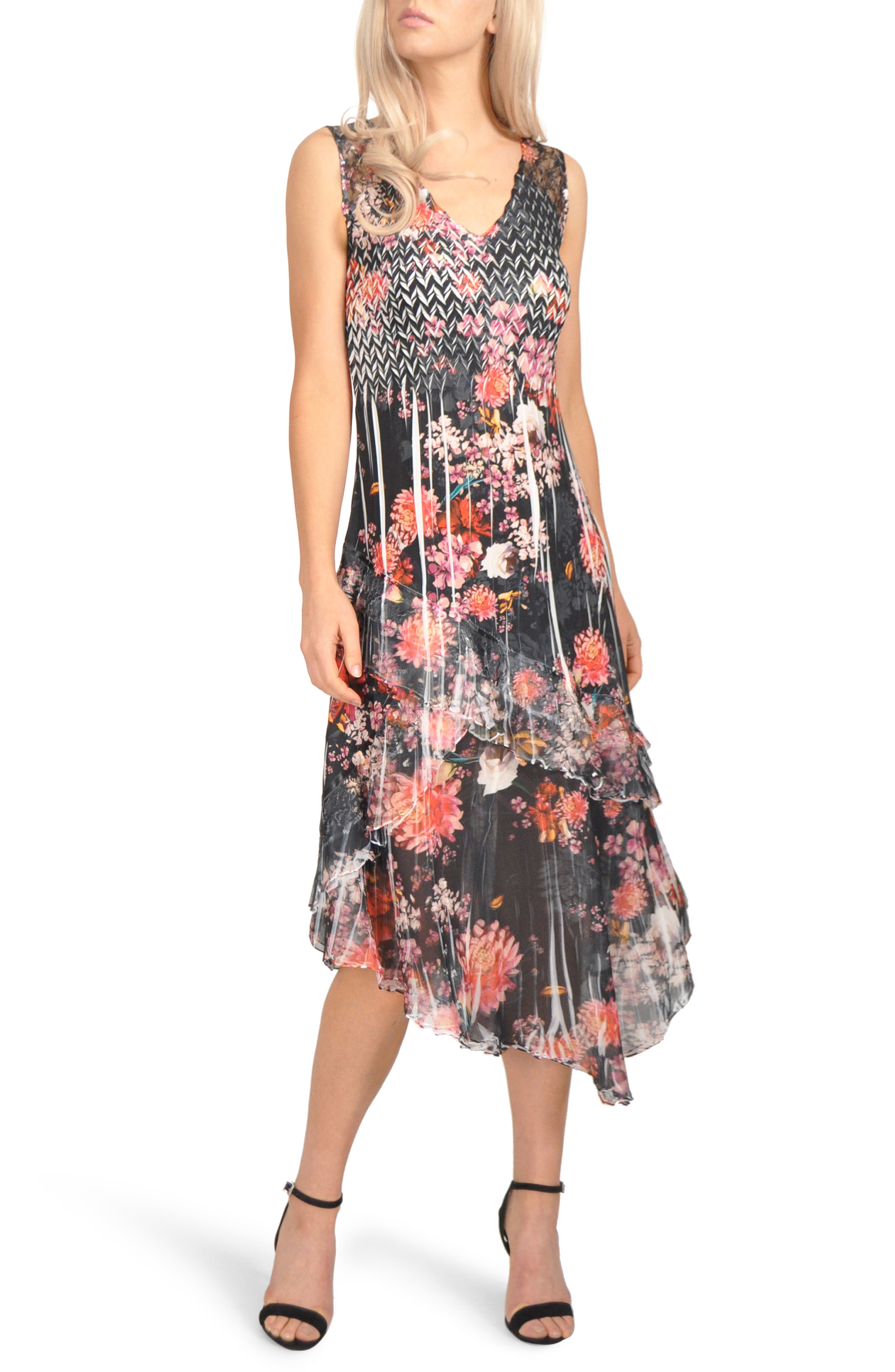 Komarov Asymmetrical Hem Midi Dress, Black