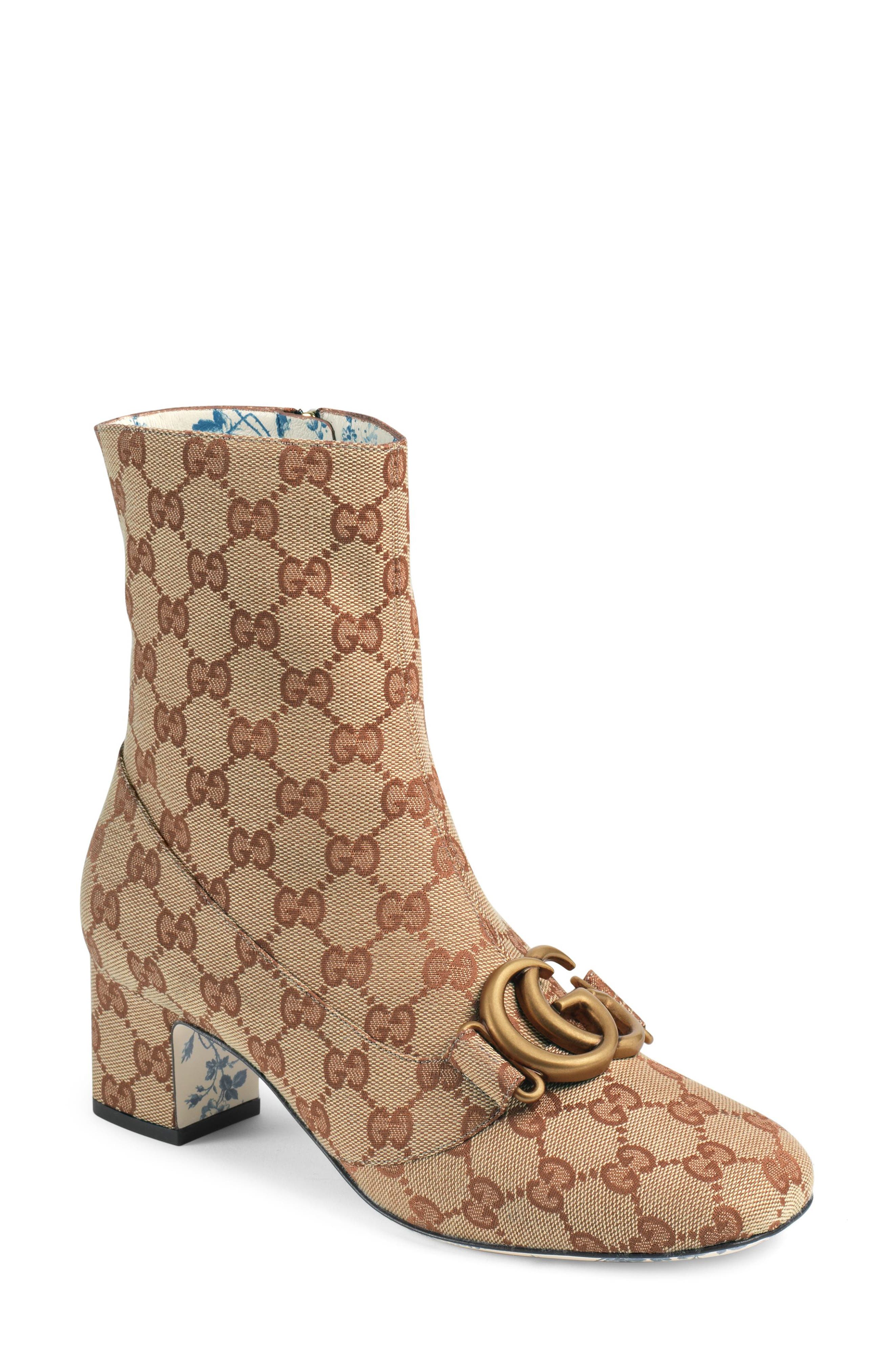 Gucci Victoire Monogram Bootie - Beige