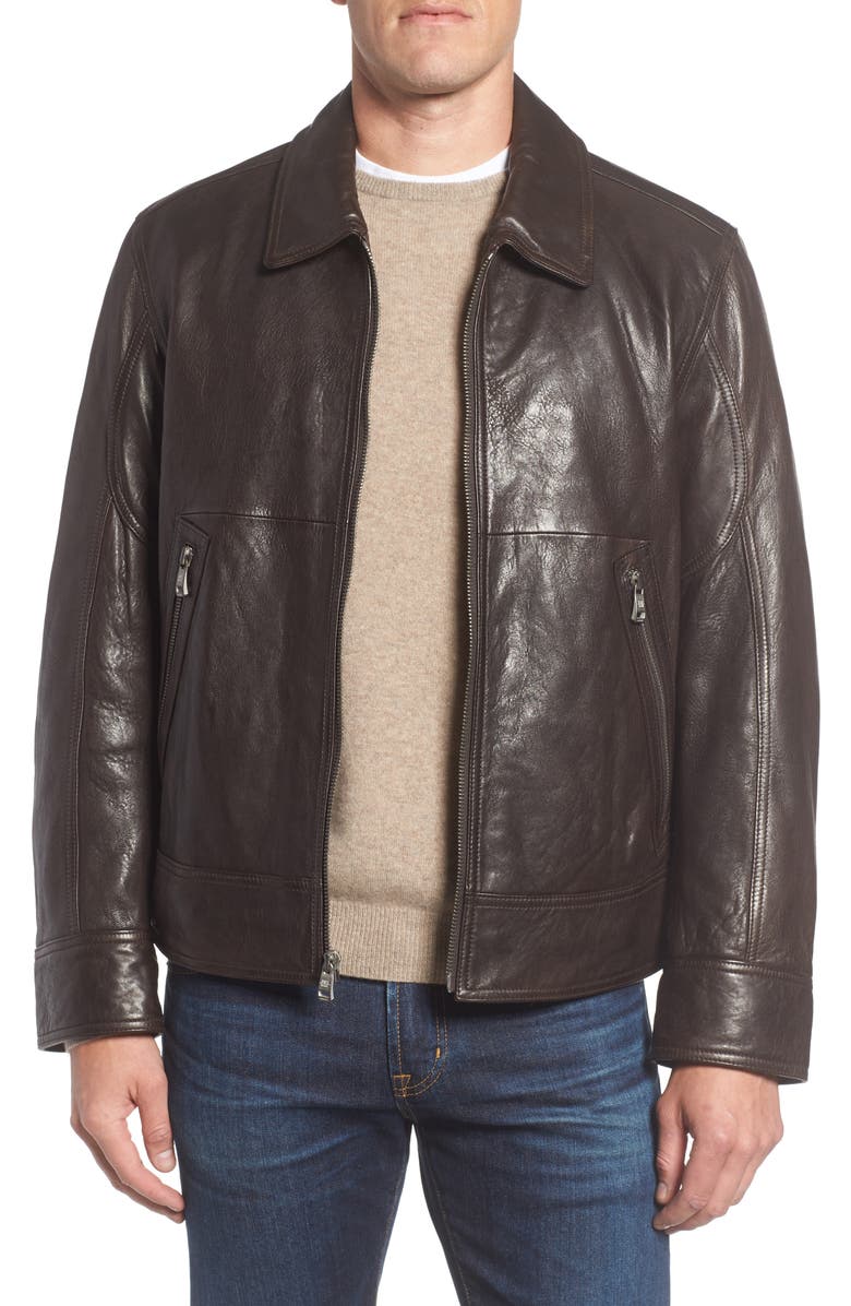 Andrew Marc Morrison Spread Collar Leather Jacket | Nordstrom