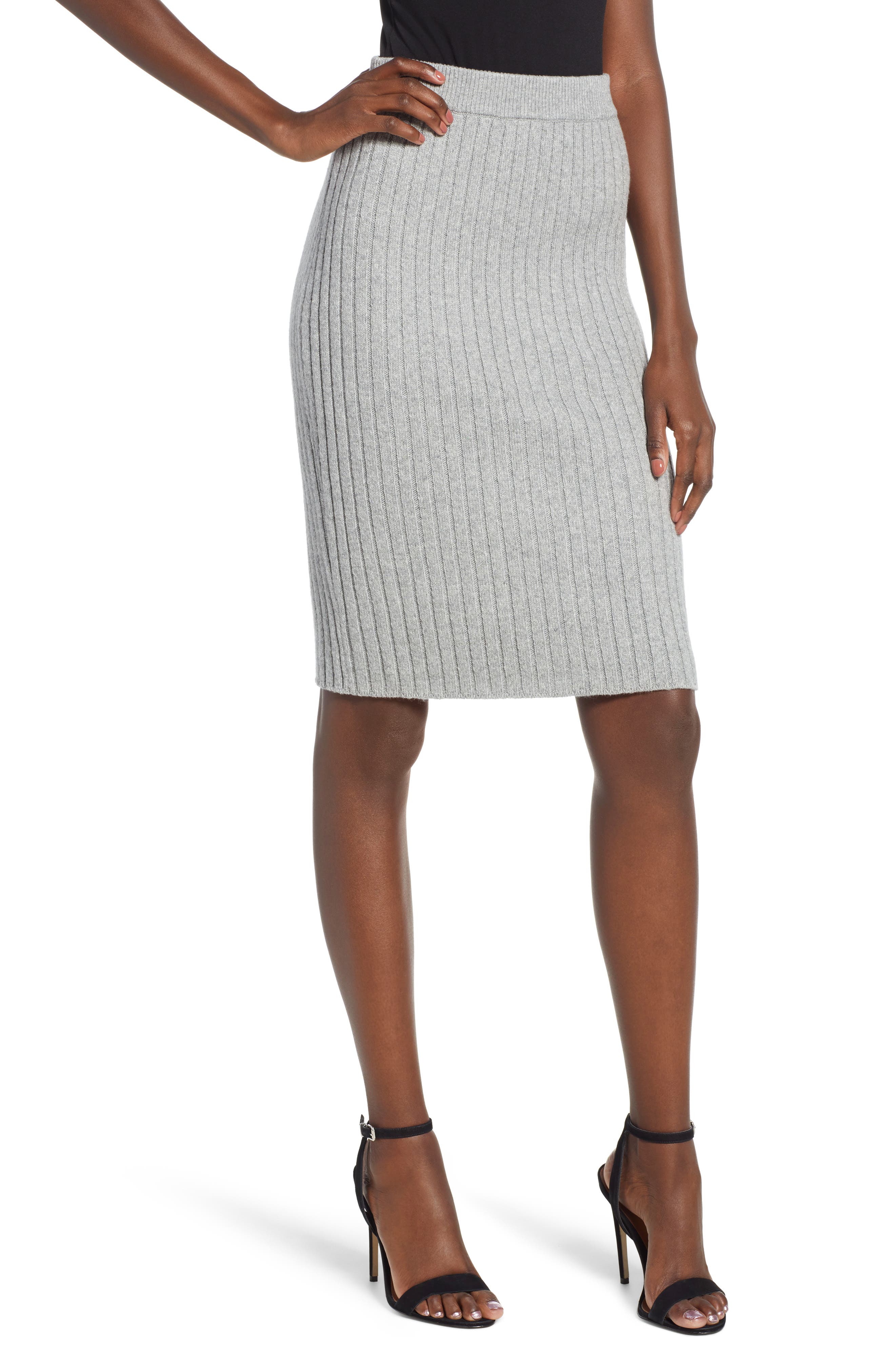 Leith Rib Knit Skirt, Grey