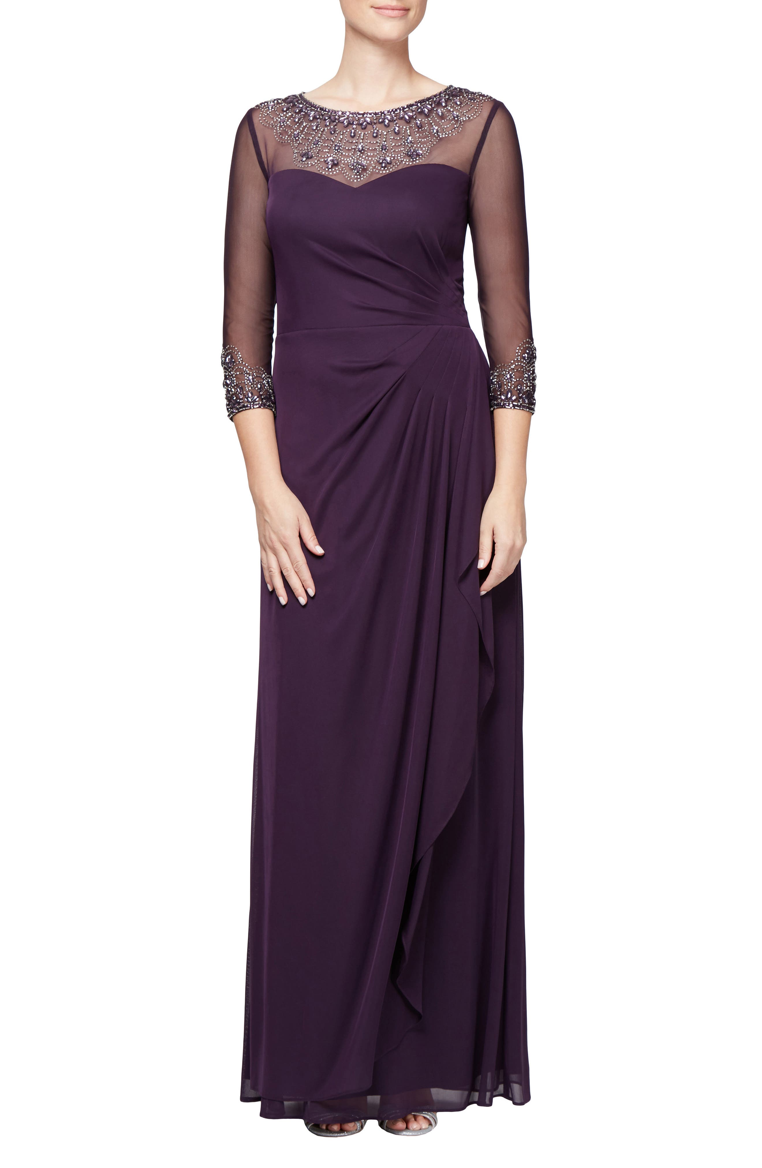 Alex Evenings Embellished A-Line Gown, 8 (similar to 1) - Purple