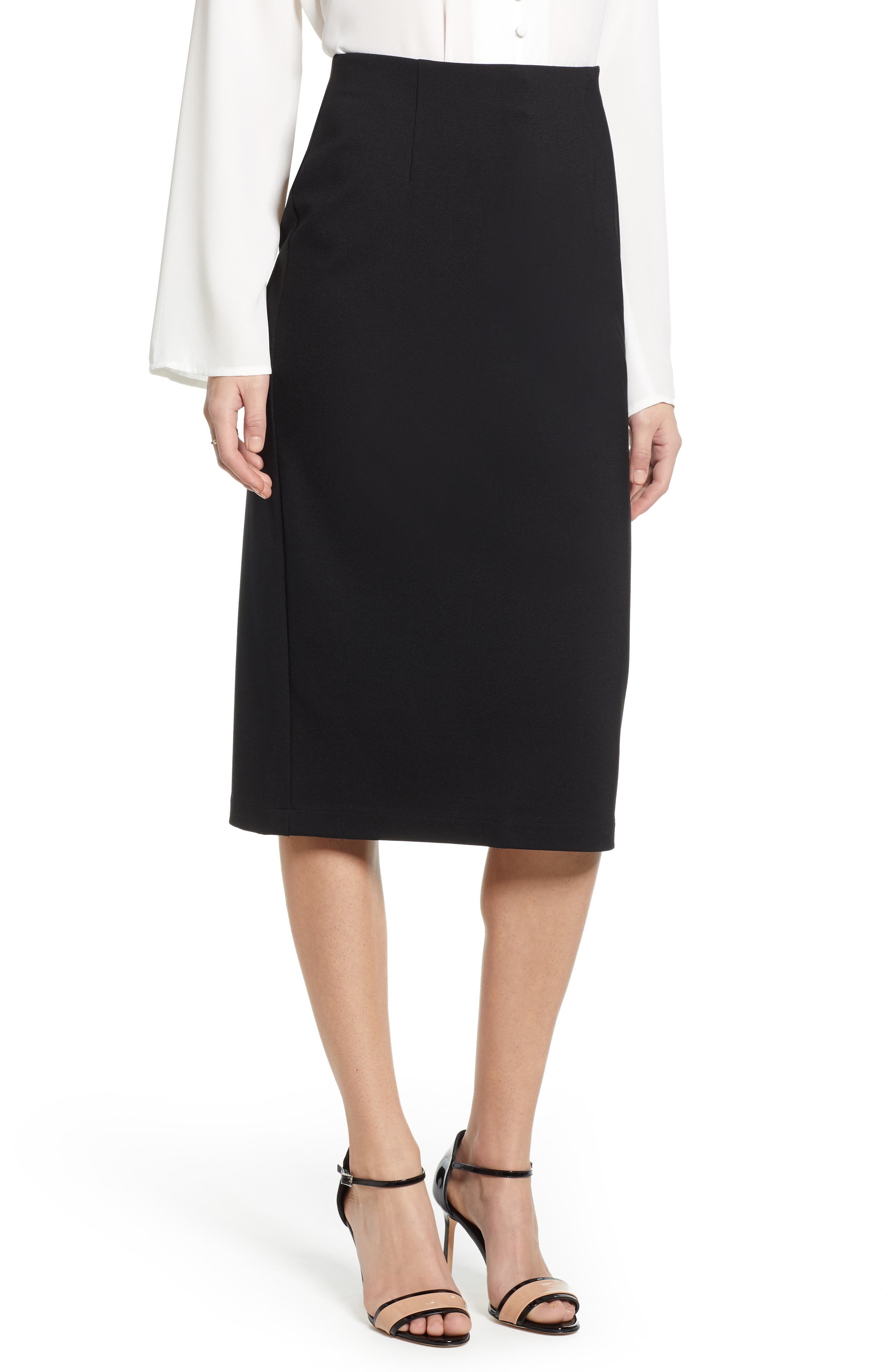 Petite Halogen Ponte Pencil Skirt, Black
