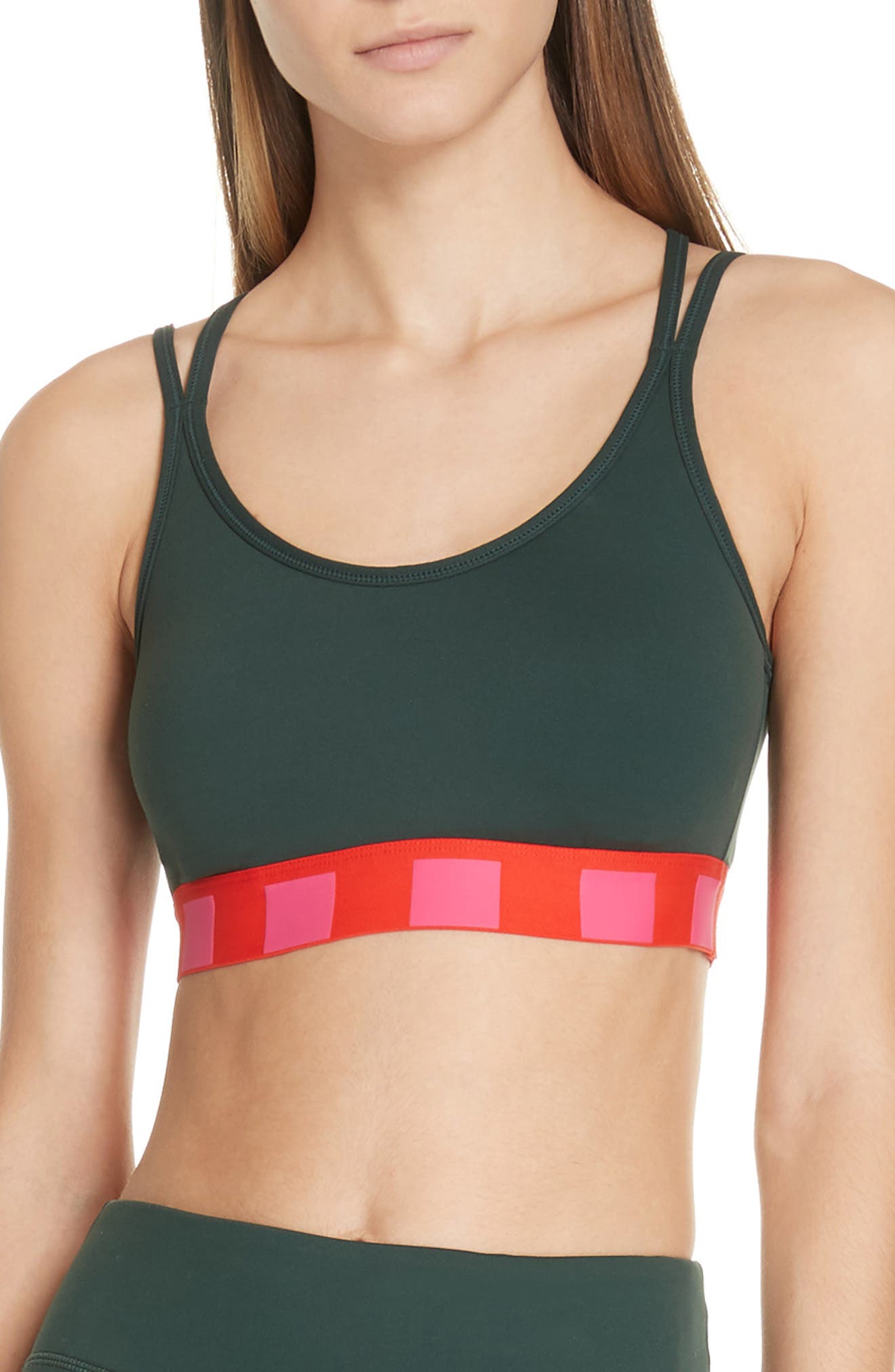 Tory Sport City Block Cross Back Sports Bra, Green