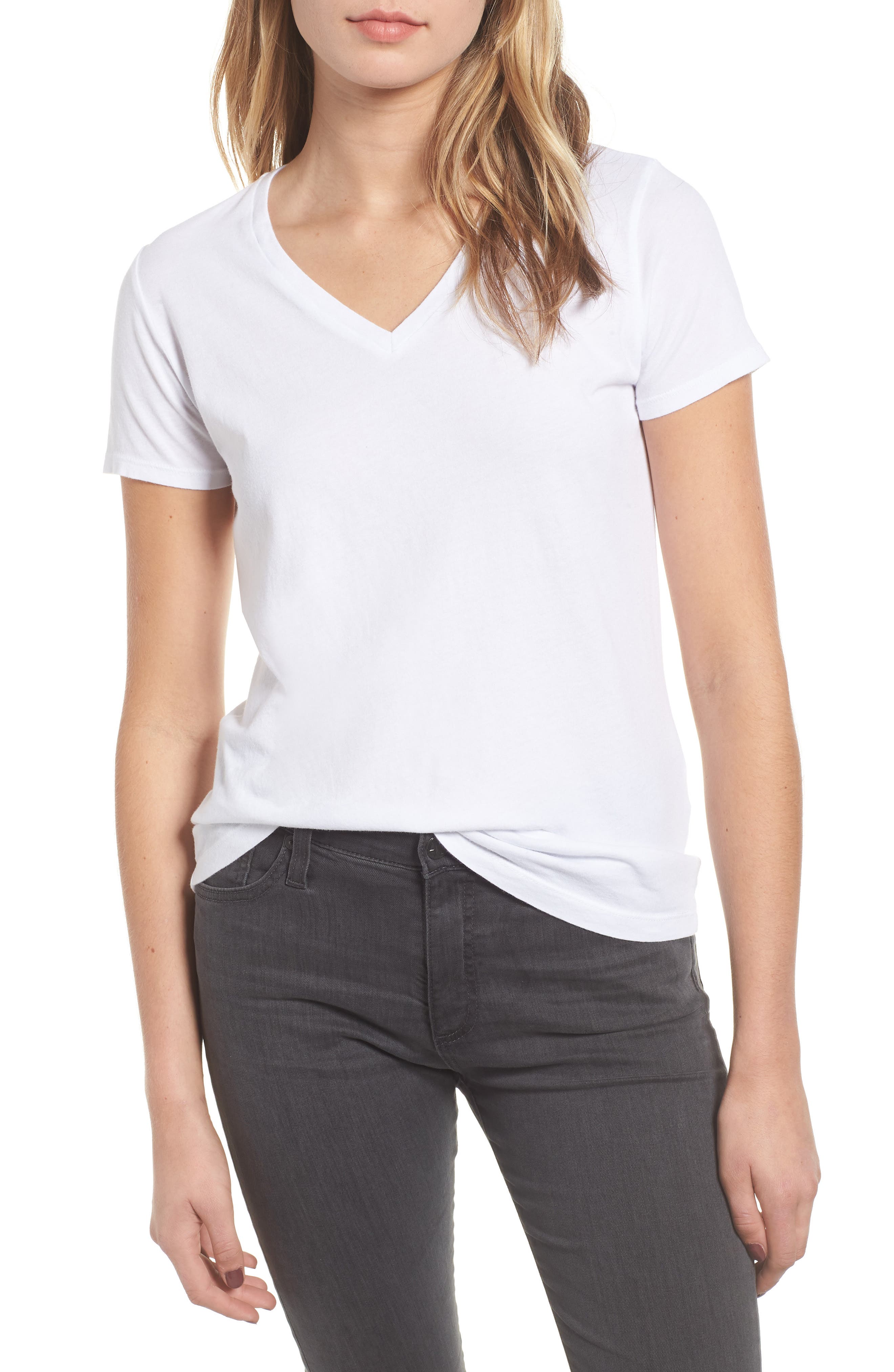 Amour Vert Nico V-Neck Tee, White