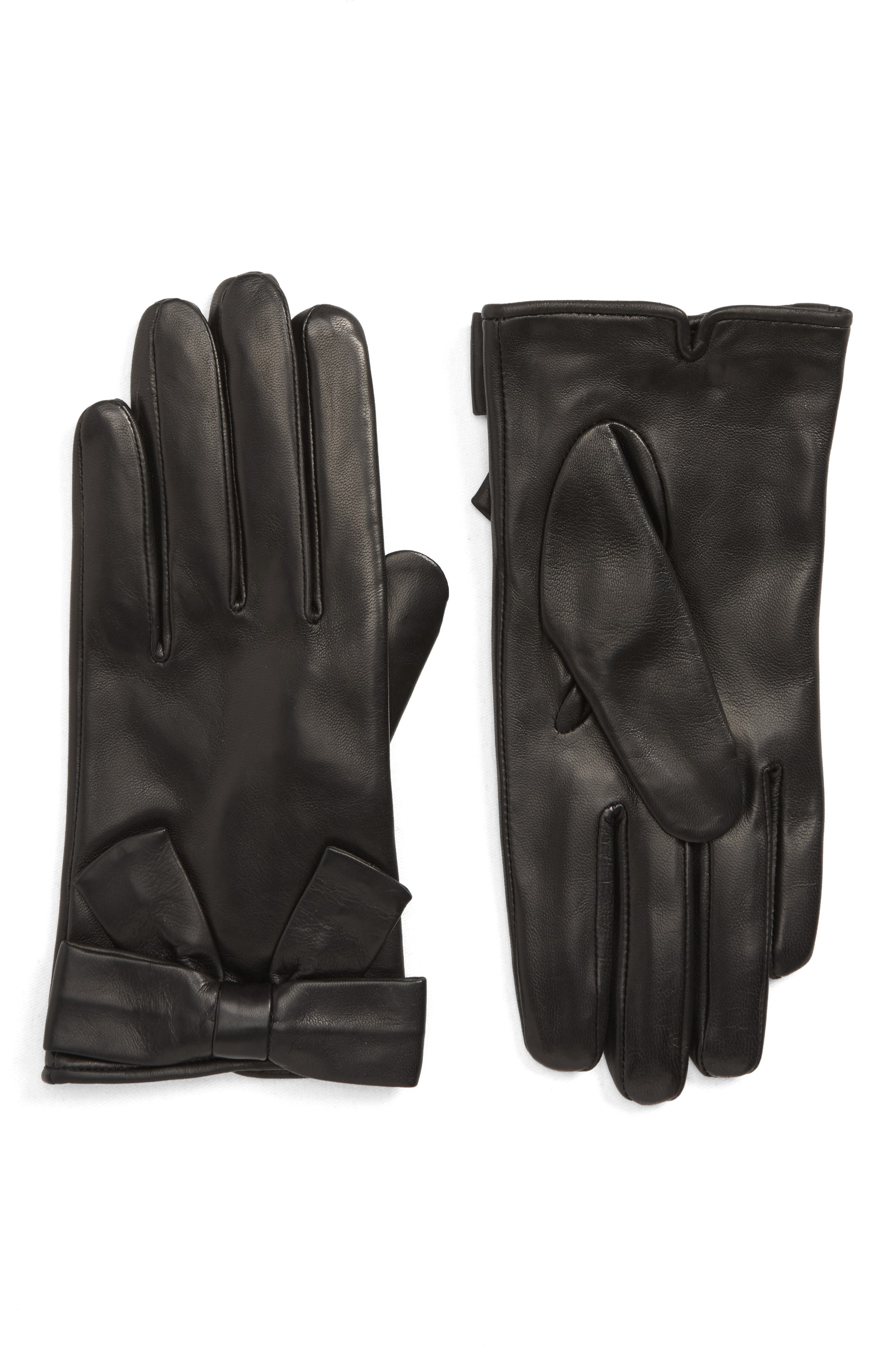 Kate Spade New York Self Knot Bow Leather Gloves