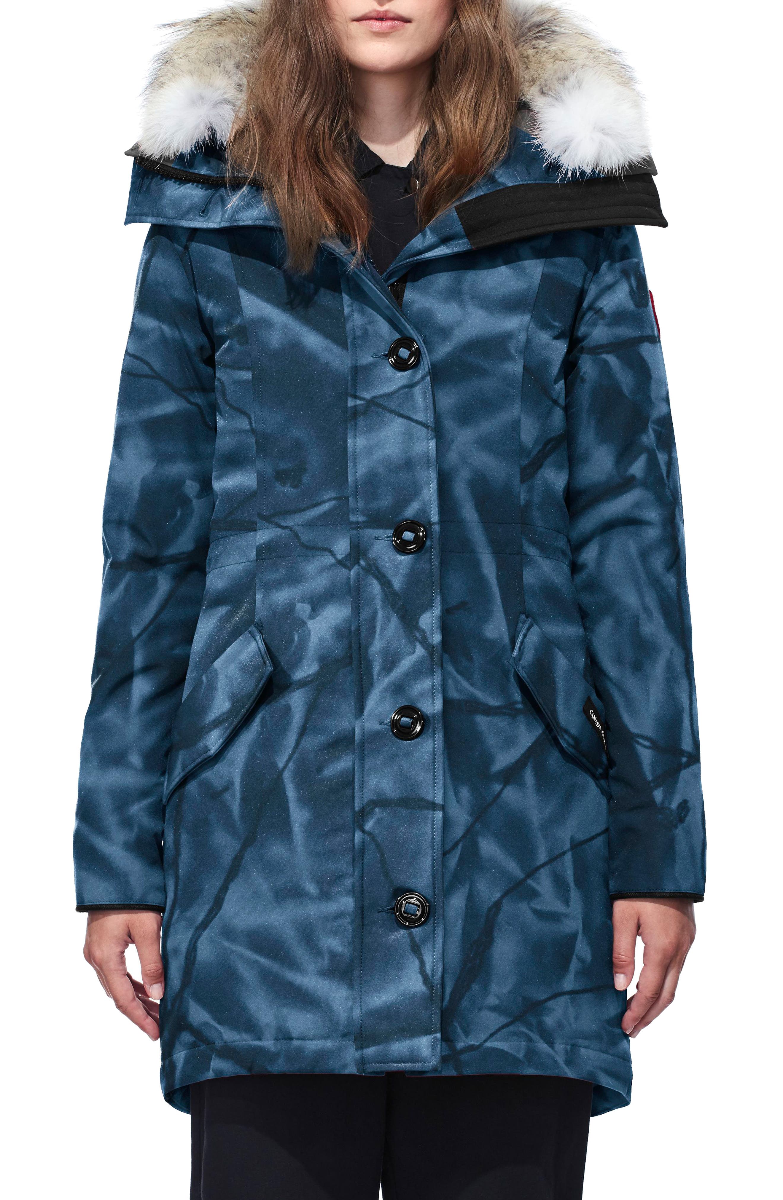 Canada Goose Rossclair Genuine Coyote Fur Trim Down Parka, (000-00) - Blue