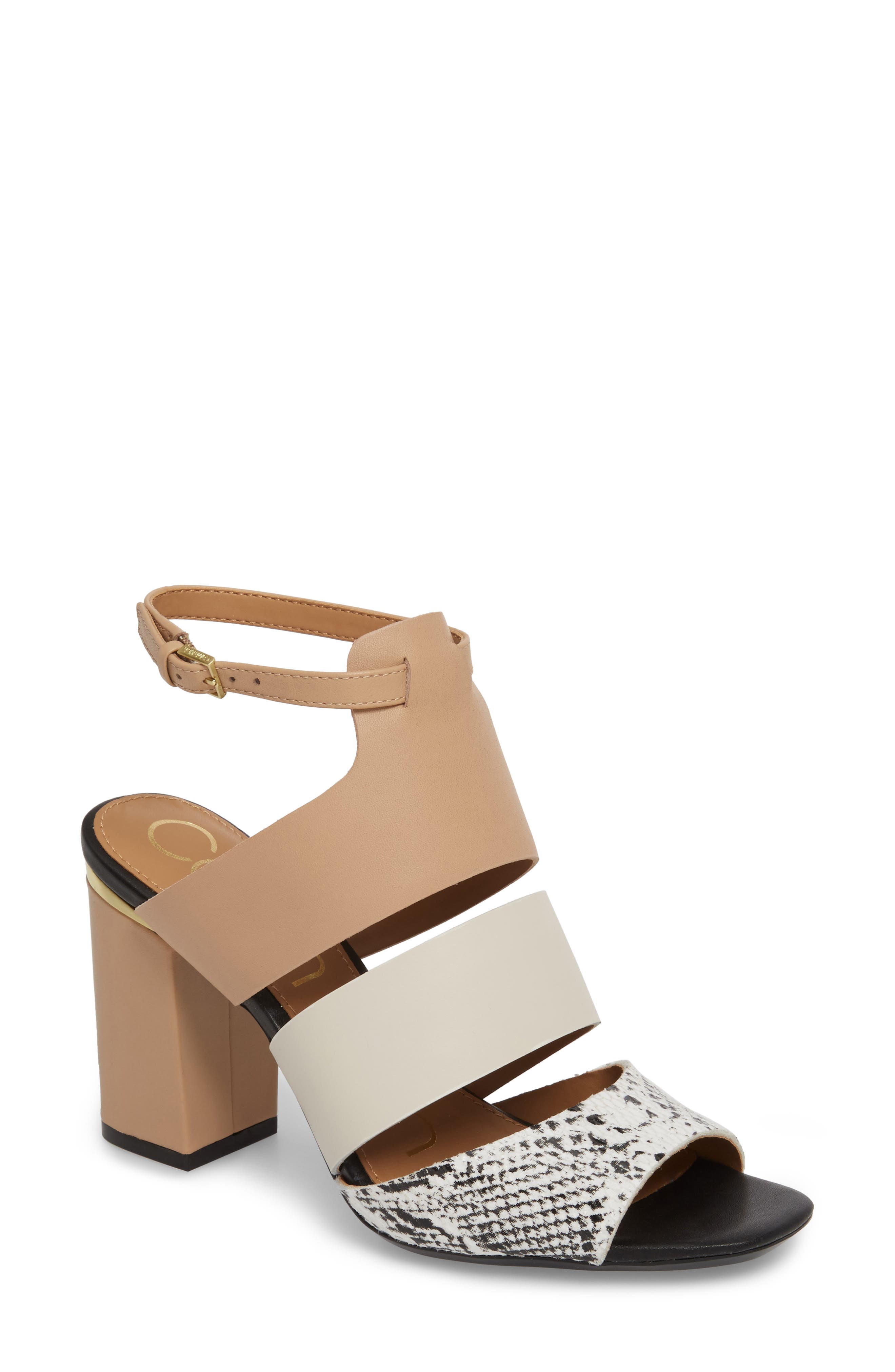 Calvin Klein Caran Block Heel Sandal- Black