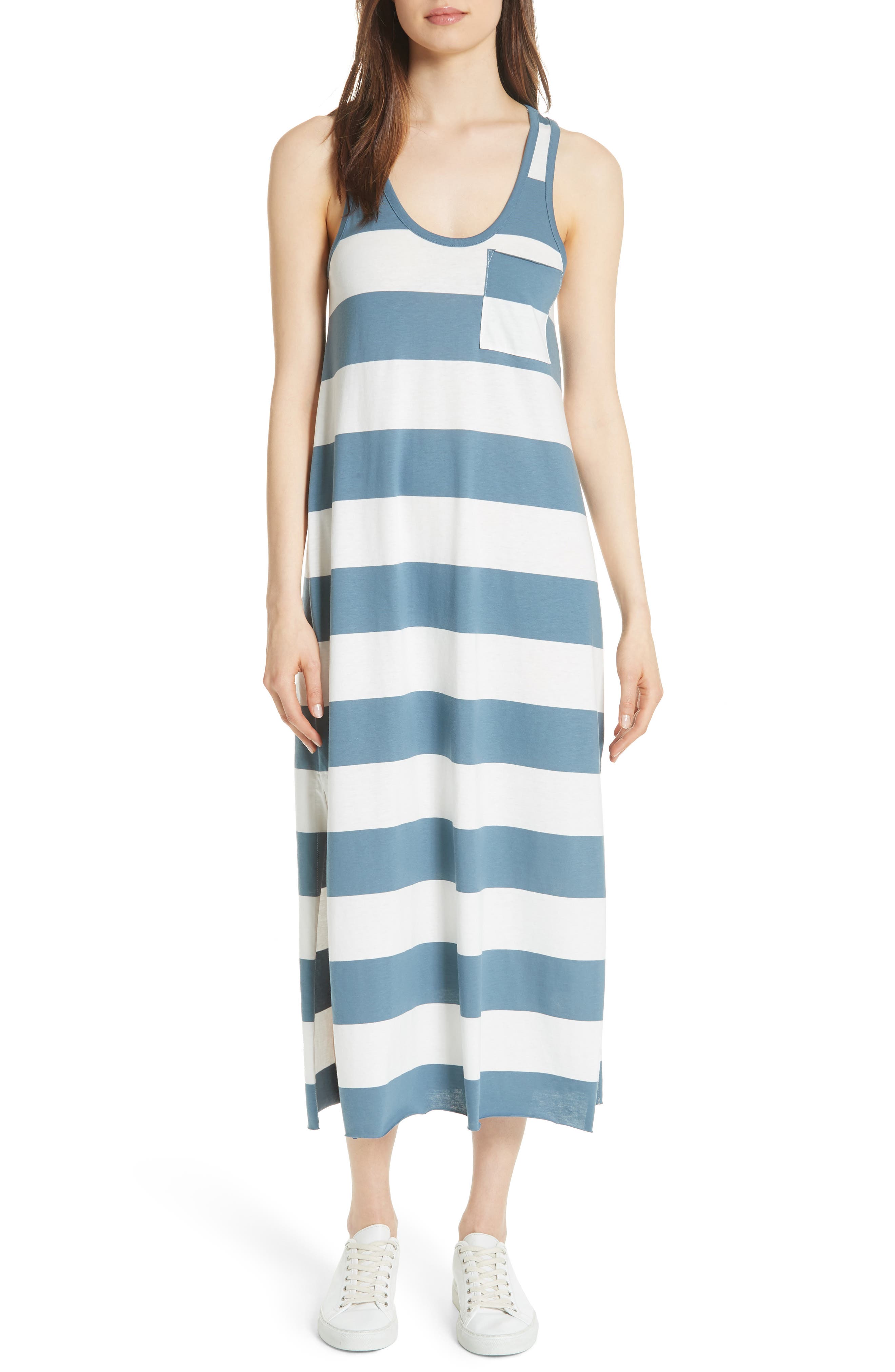 Atm Anthony Thomas Melillo Stripe Mercerized Jersey Dress, Blue