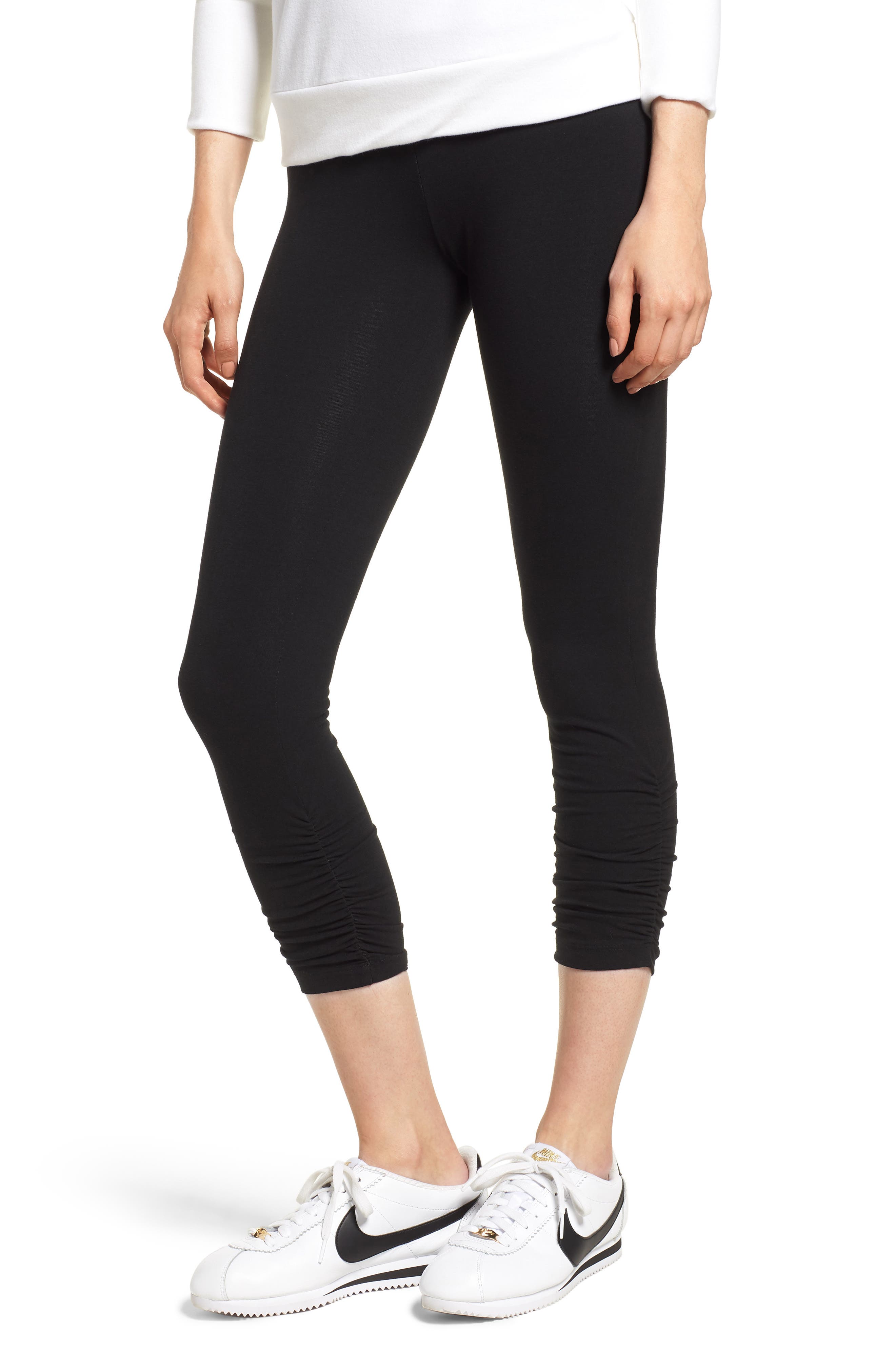 Lysse Ruched Crop Leggings, Black