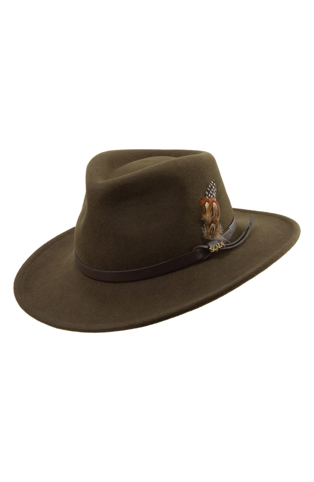 UPC 016698779883 product image for Scala 'Classico' Crushable Felt Outback Hat Olive Medium | upcitemdb.com