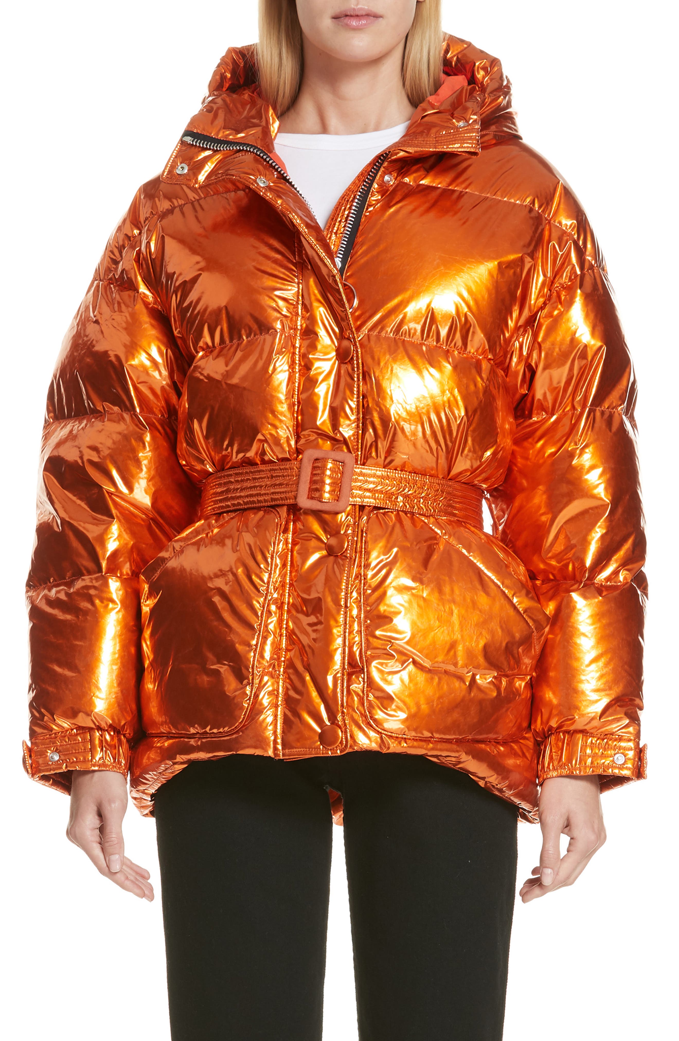 Ienki Ienki Michelin Hooded Down Puffer Coat, Orange