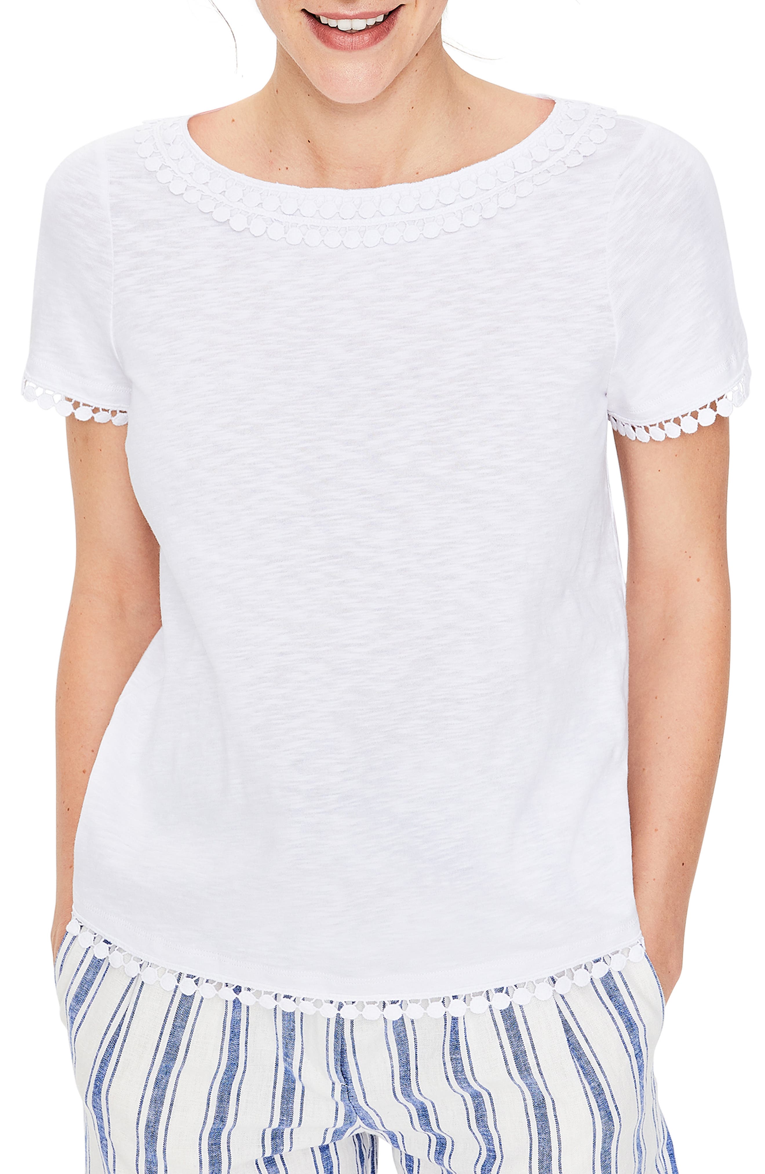 Boden Dot Trim Tee, White