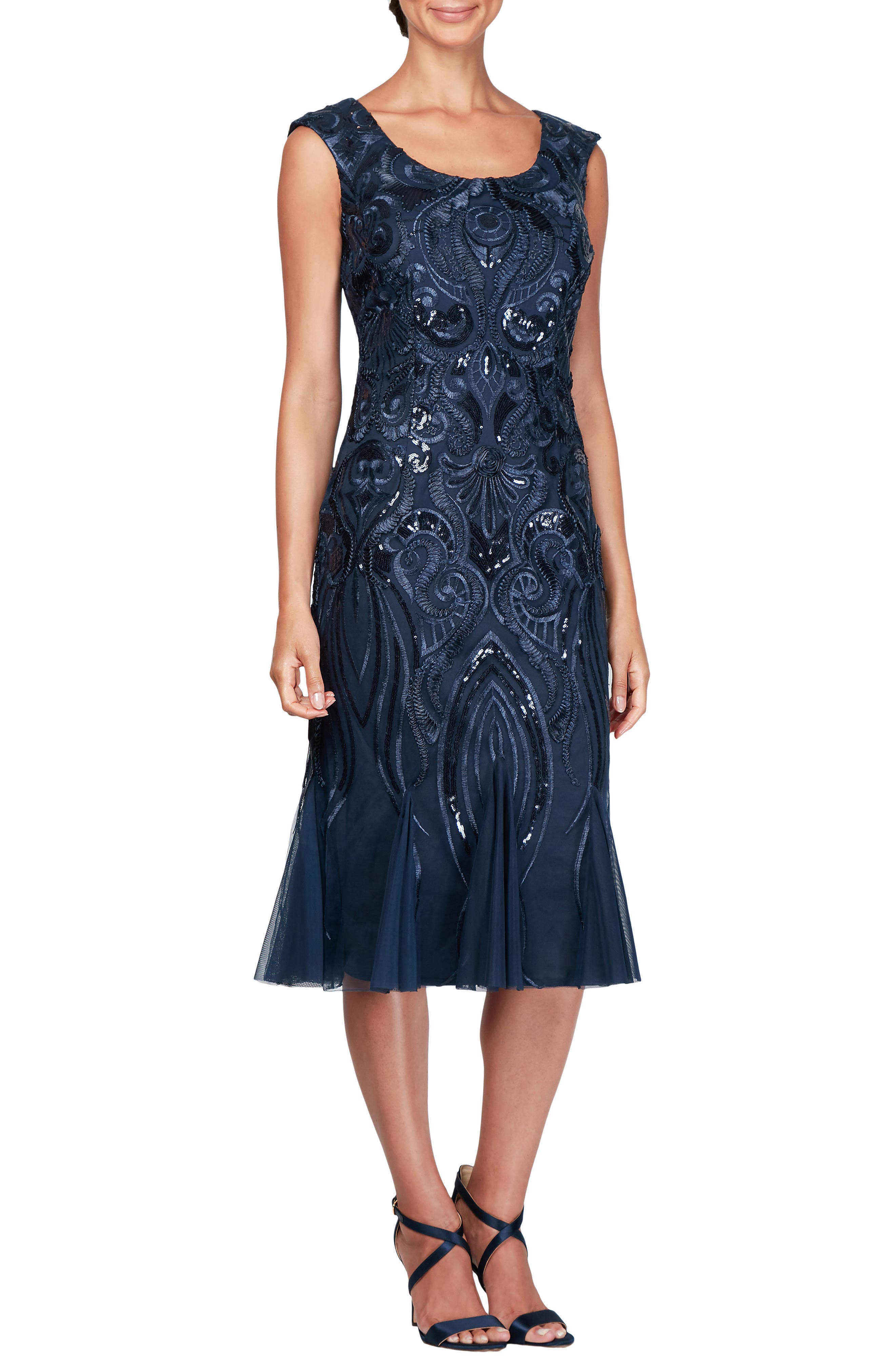Alex Evenings Sequin Embroidered Cocktail Dress