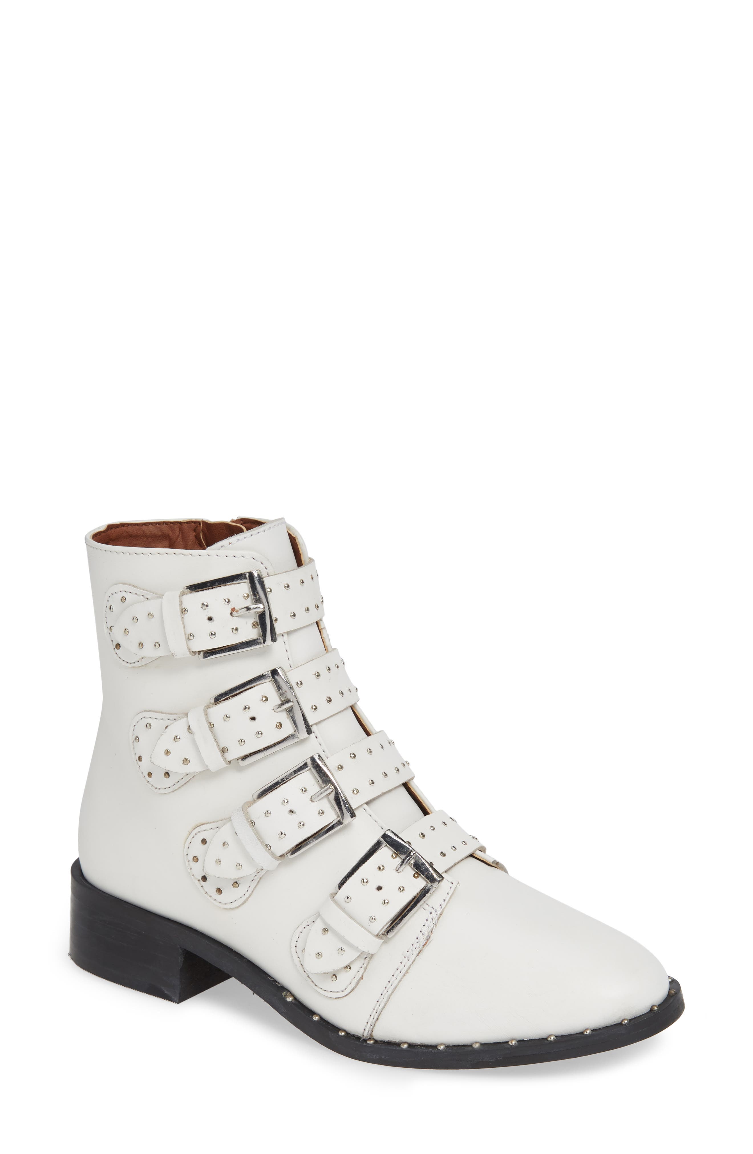Black Suede Studio Layla Moto Bootie- White