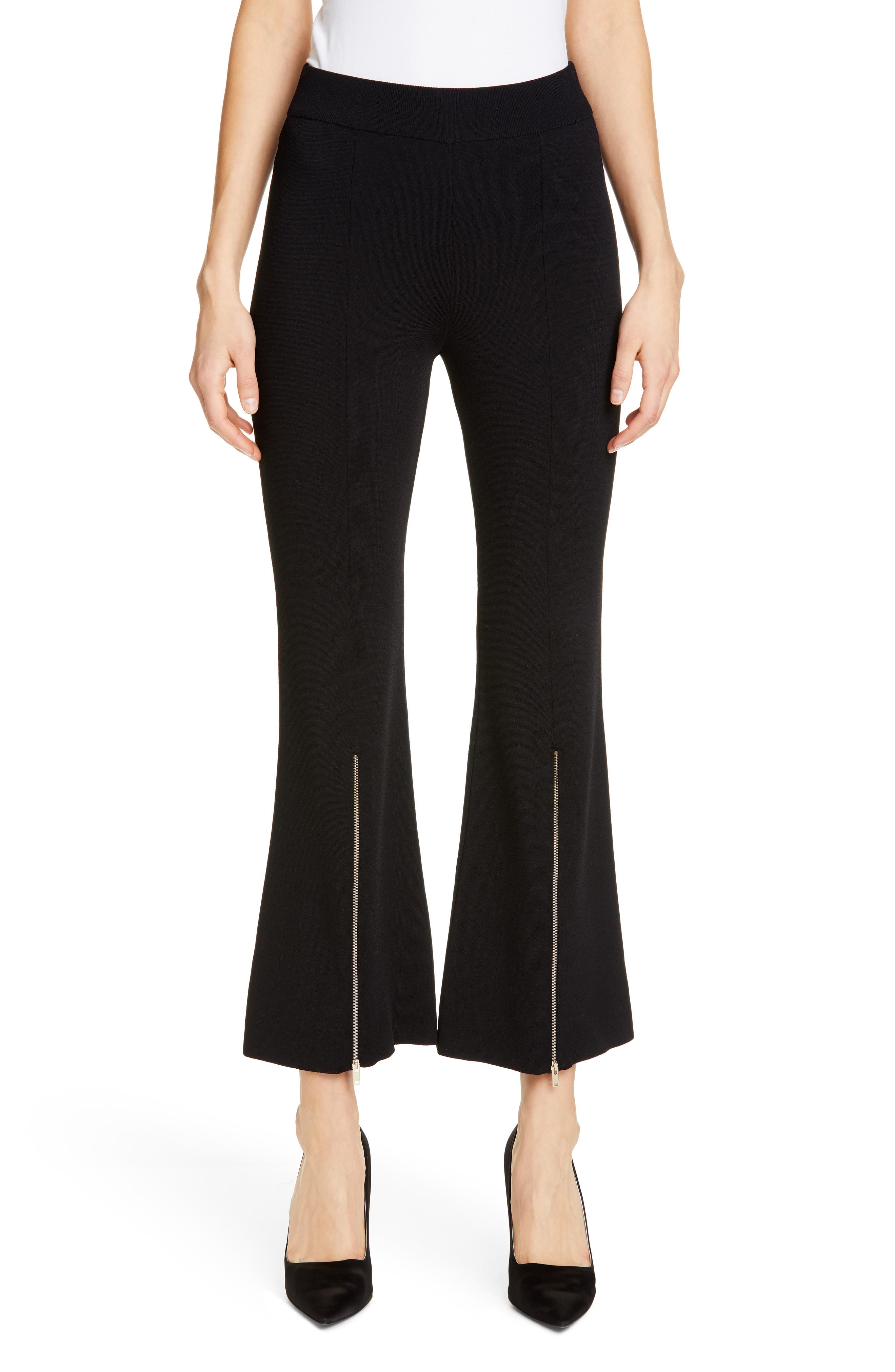 Stella Mccartney Zip Detail Crop Flare Pants, 4 IT - Black
