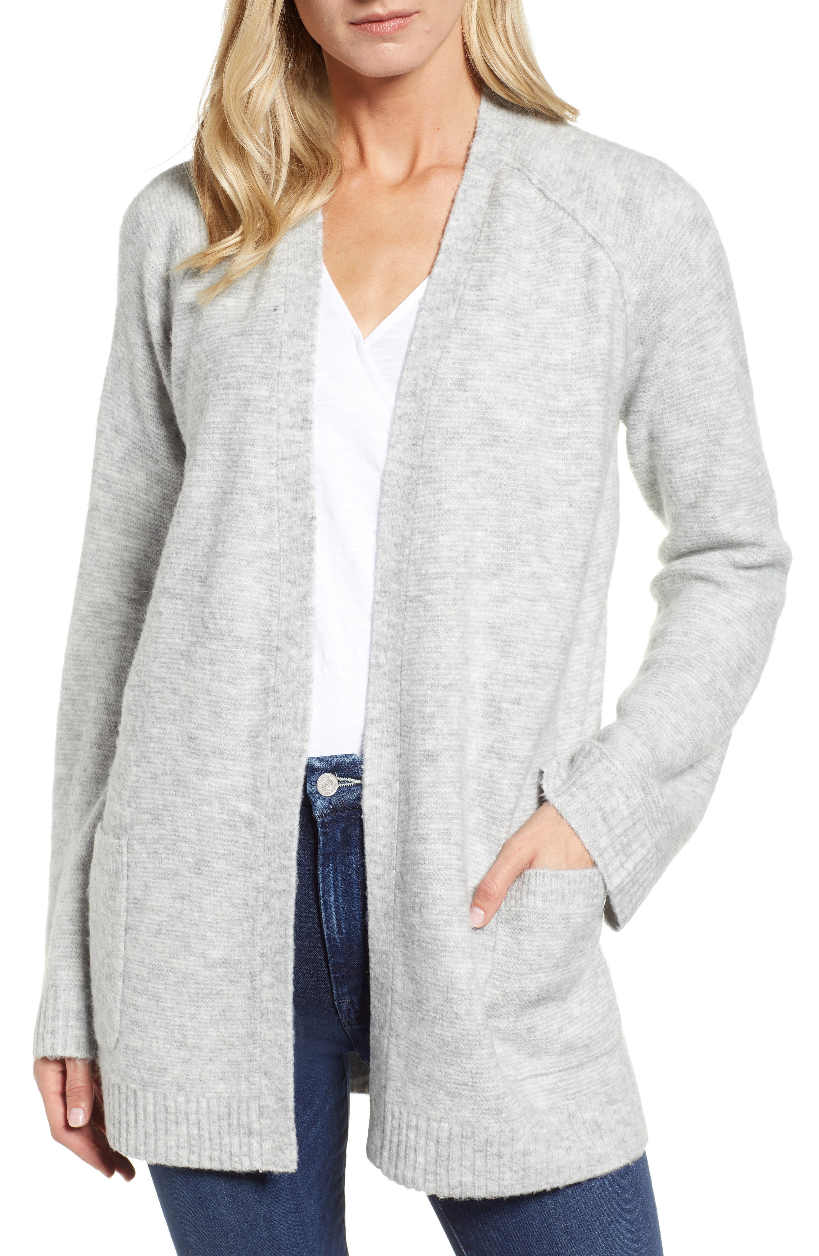 Caslon Chunky Stitch Cardigan, Grey