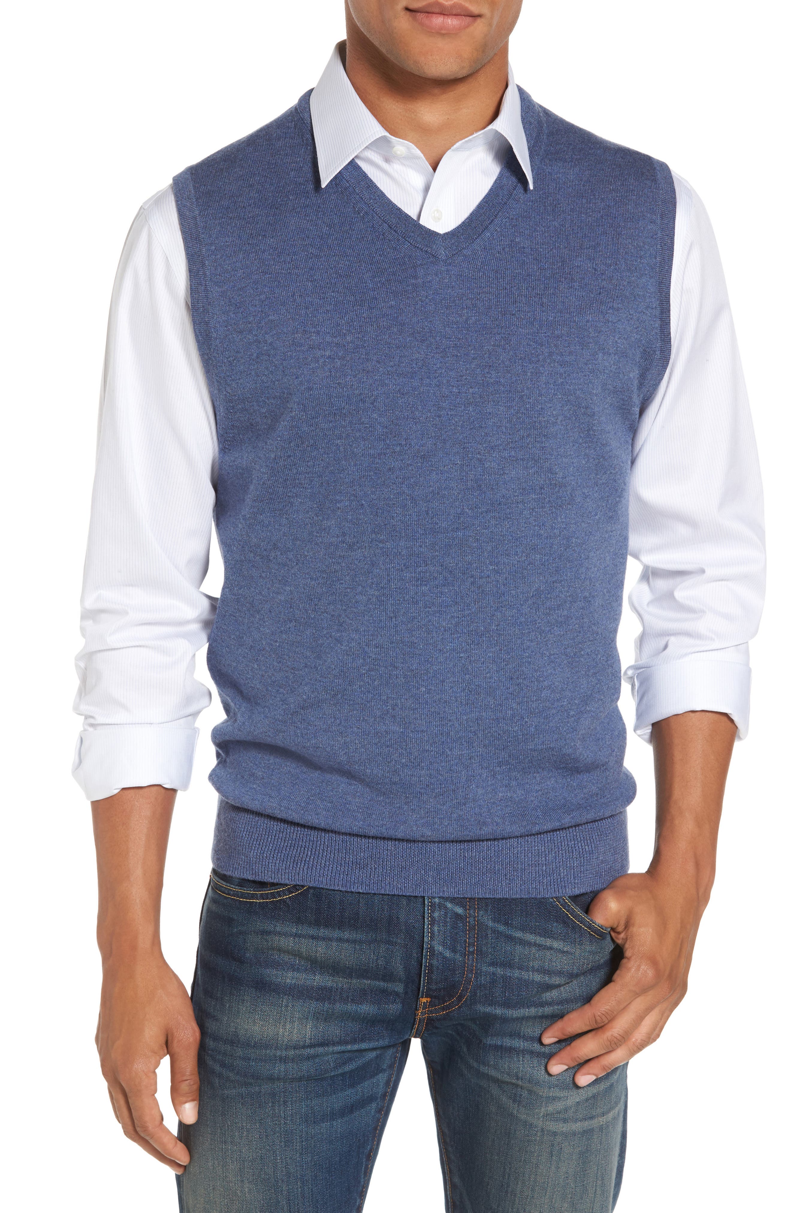 Nordstrom Shop Merino Wool Sweater Vest, Blue