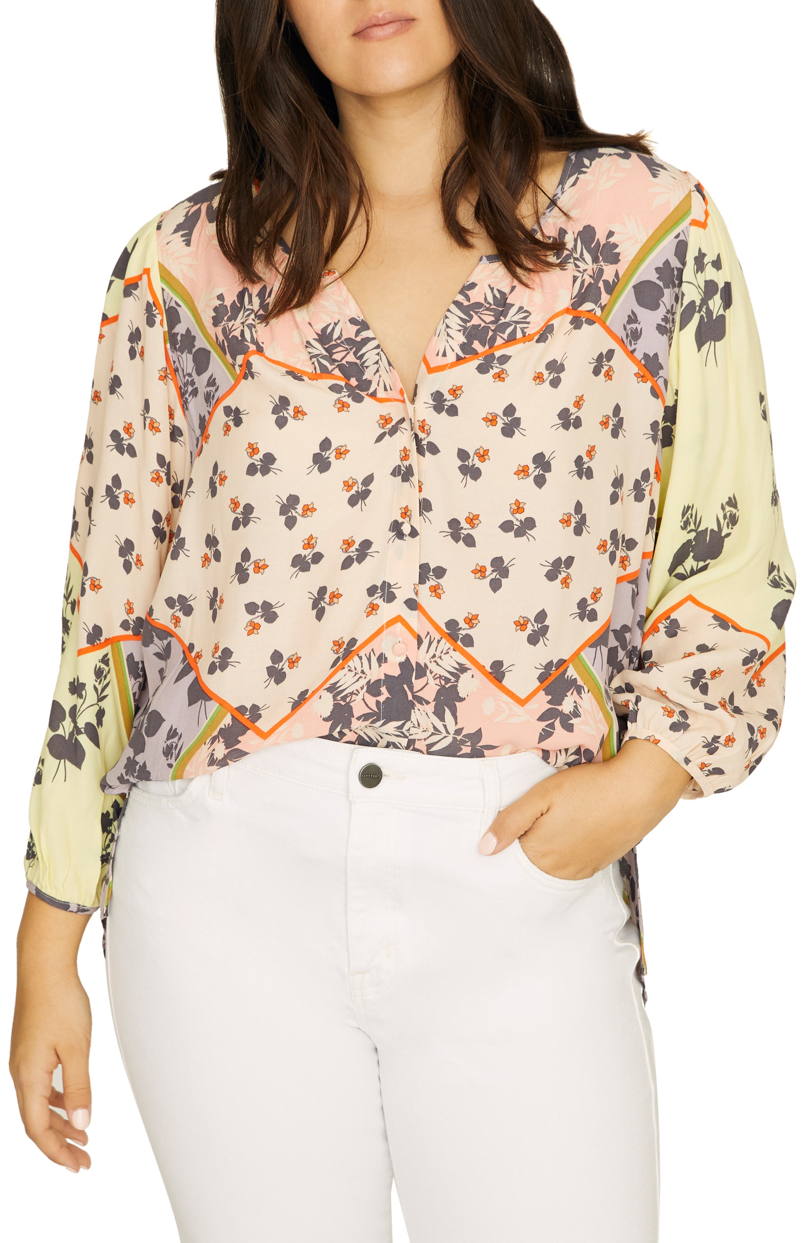 Alia Button-Up Print Top