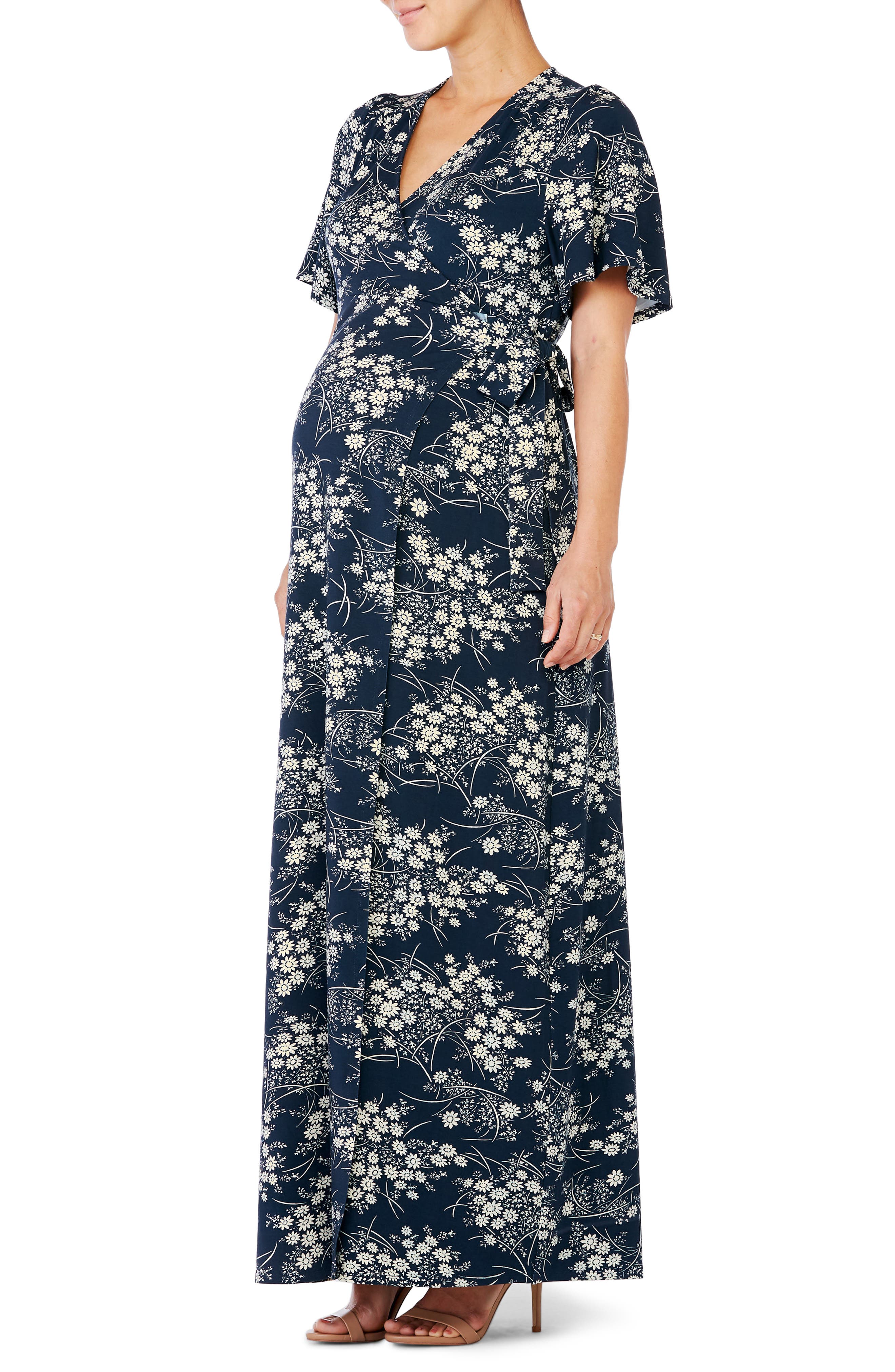 Ingrid & Isabel Flutter Sleeve Knit Maternity/nursing Maxi Dress, White