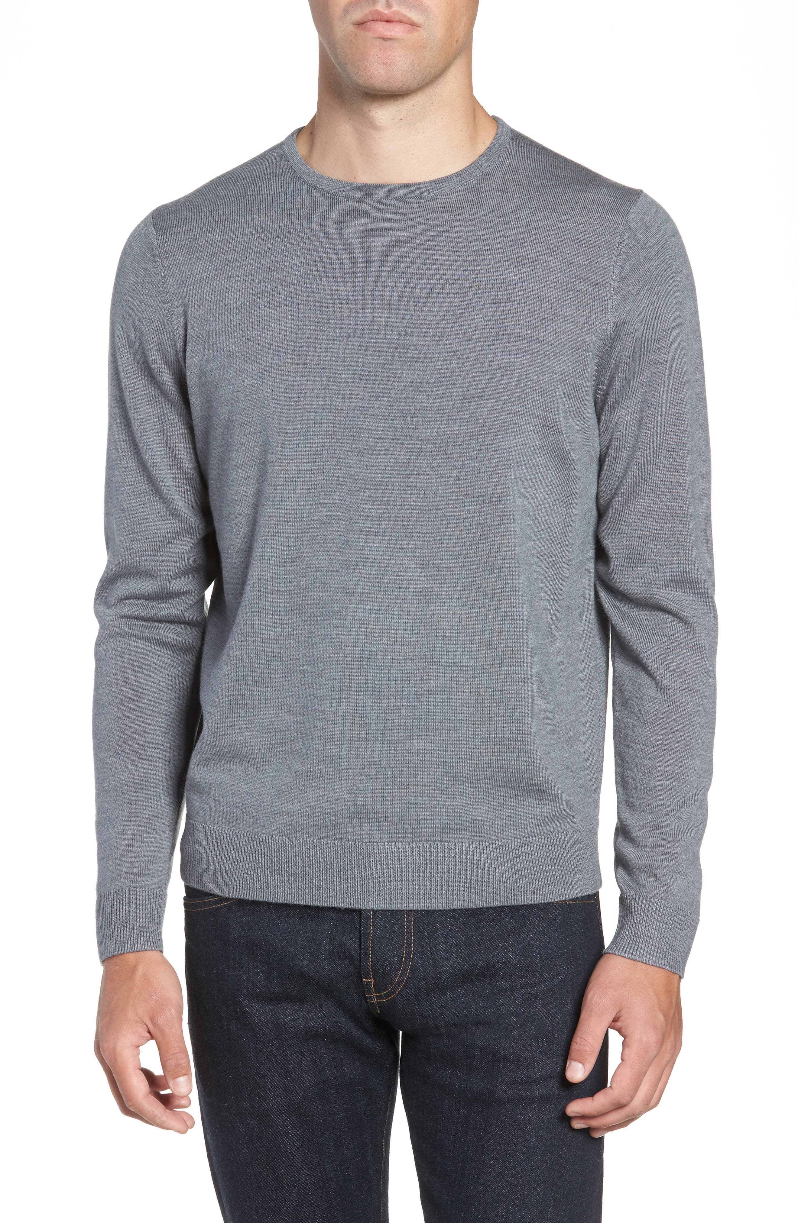 Nordstrom Shop Crewneck Merino Wool Sweater, Grey