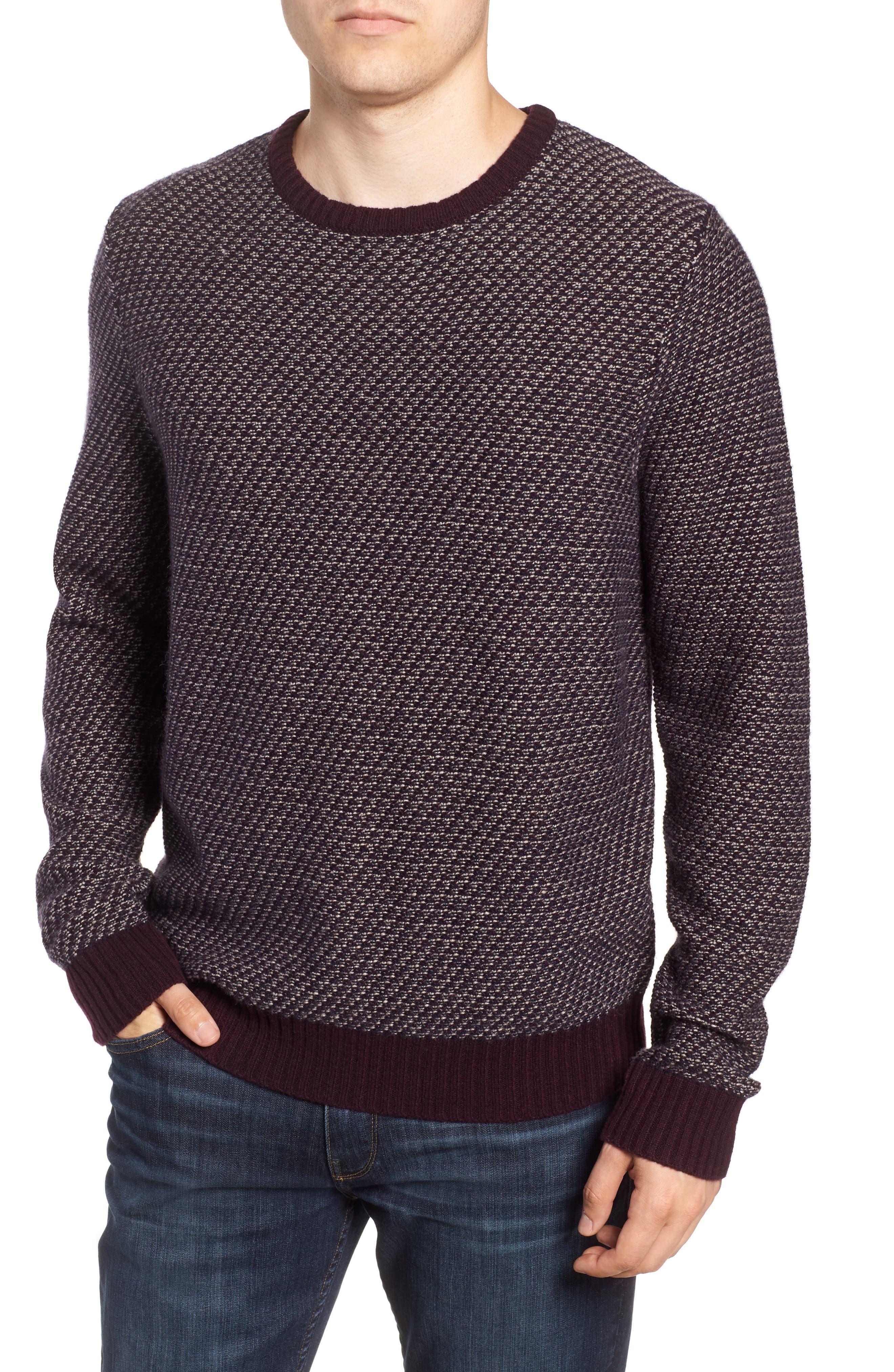 Nordstrom Shop Jacquard Wool & Cashmere Sweater, Burgundy