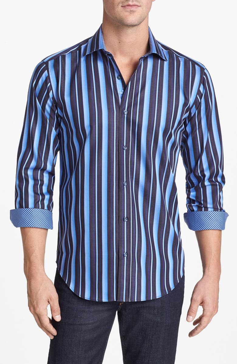 Bugatchi Striped Shaped Fit Sport Shirt (Tall) | Nordstrom