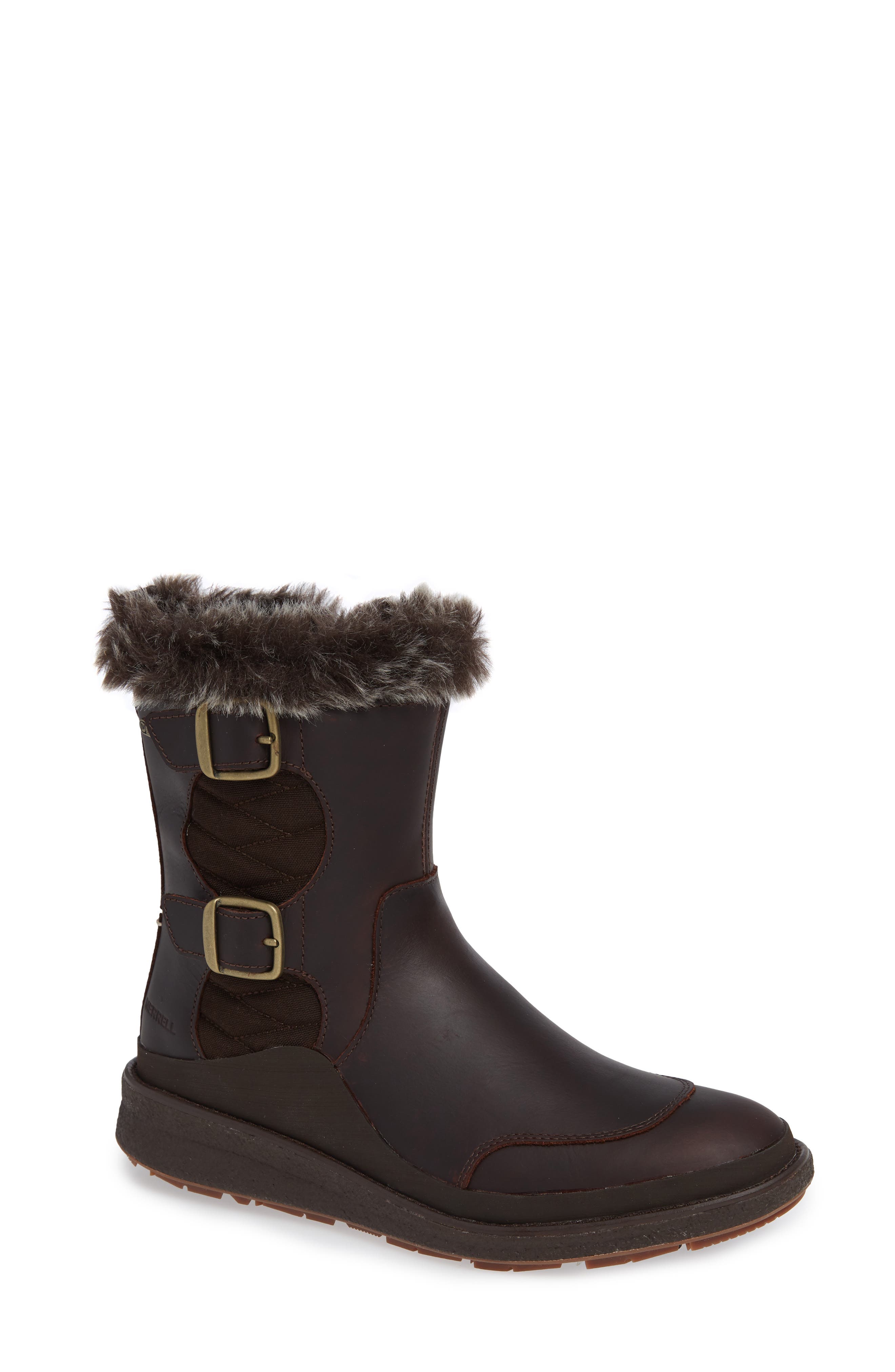 Merrell Tremblant Ezra Zip Waterproof Ice+ Bootie, Brown