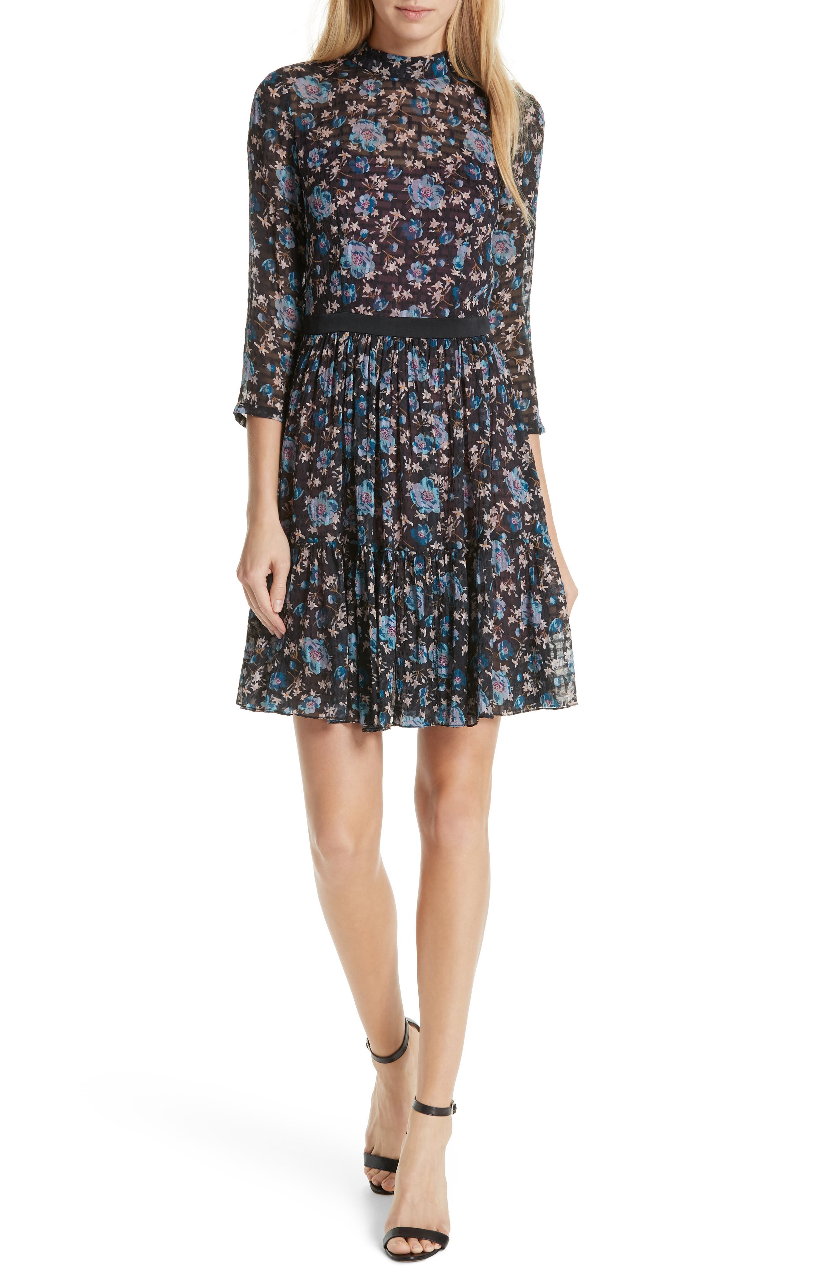 Rebecca Taylor Solstice Silk Blend Dress, Black