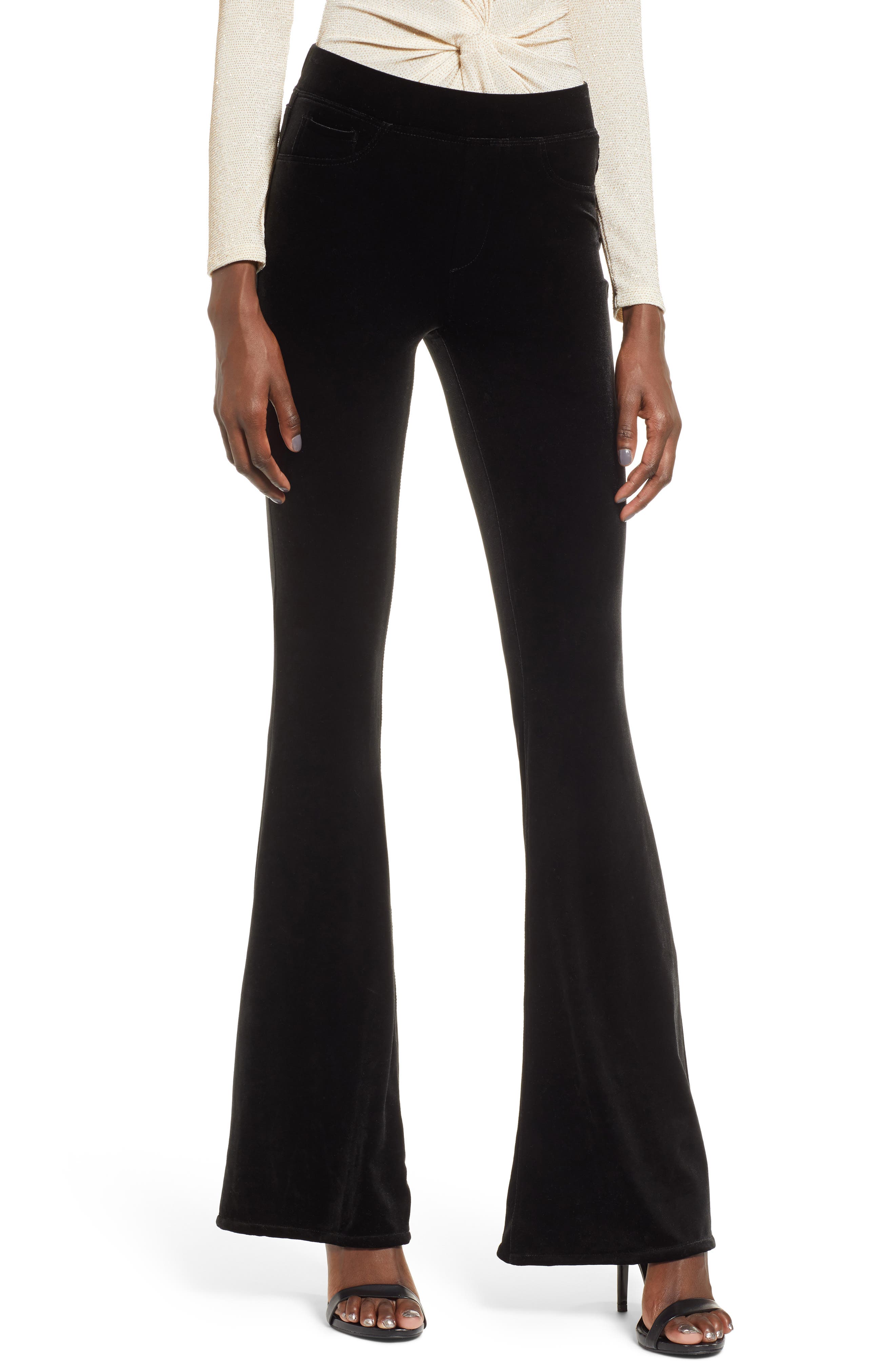 Blanknyc Velvet Flare Pants, Black