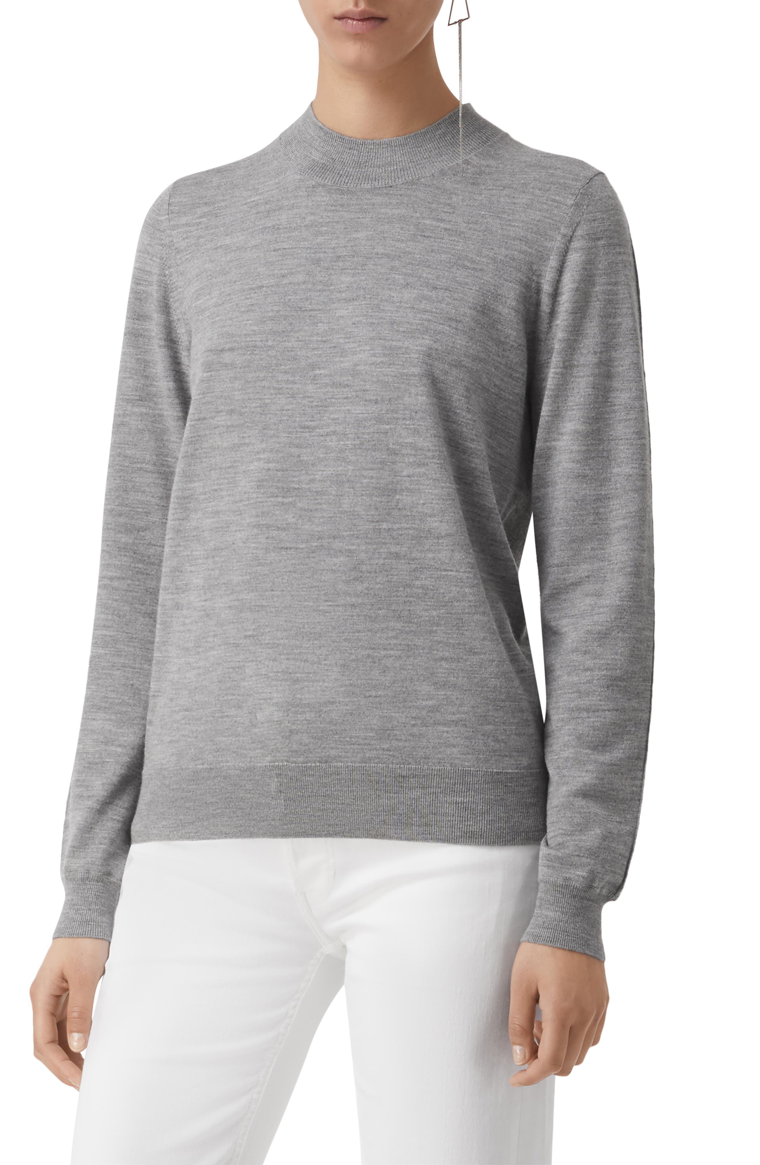 Burberry Pondhead Merino Wool Sweater, Grey