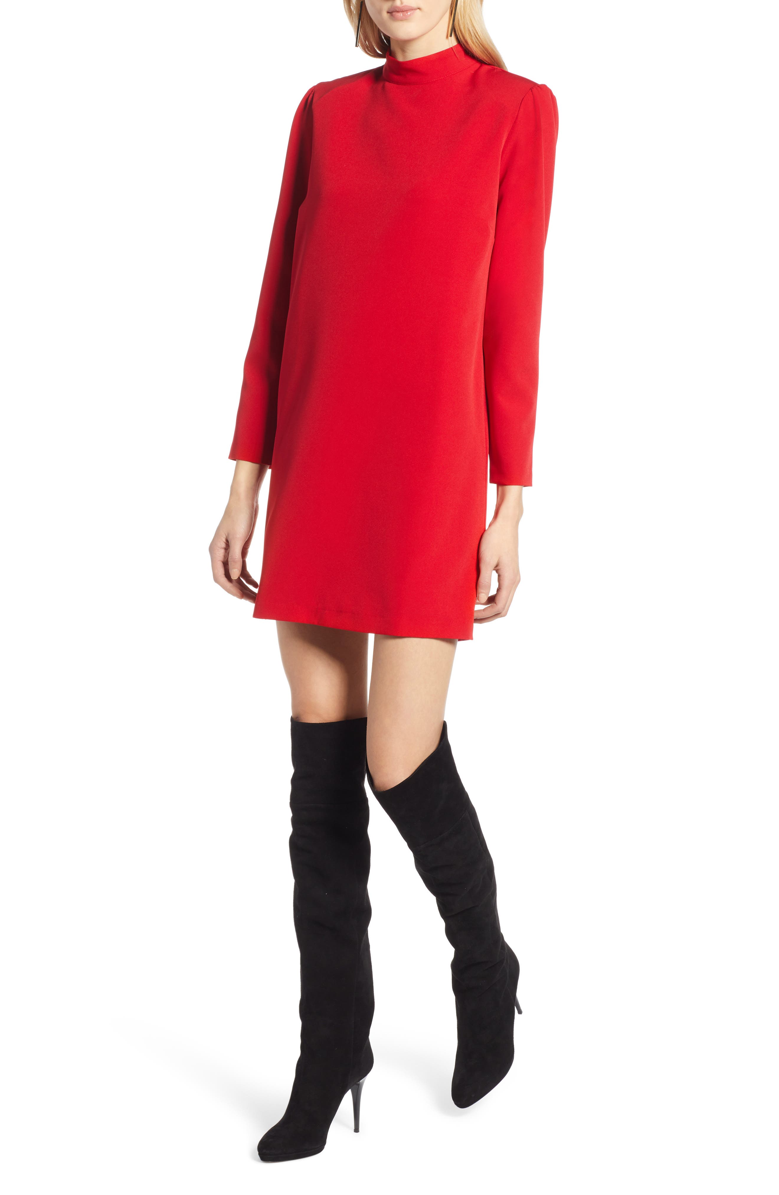Halogen Bow Back Ponte Shift Dress, Red
