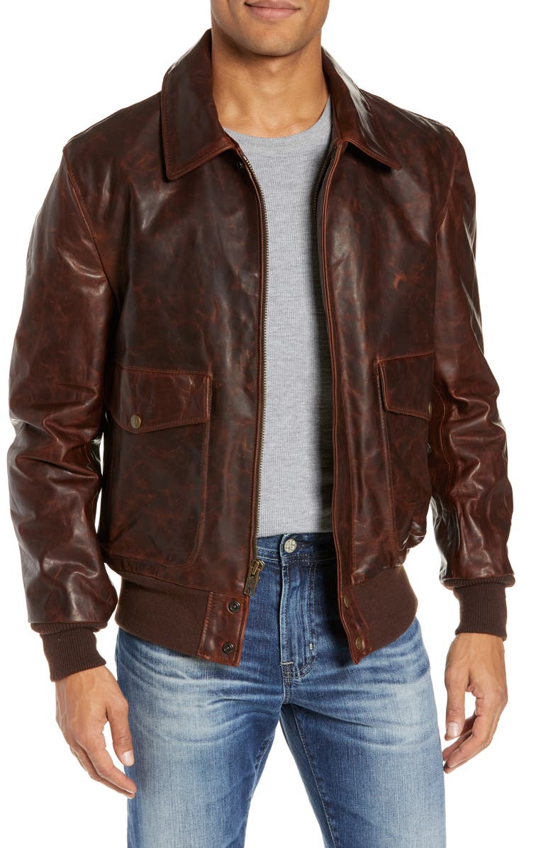Schott NYC Vintage Oiled Cowhide Leather Flight Jacket | Nordstrom