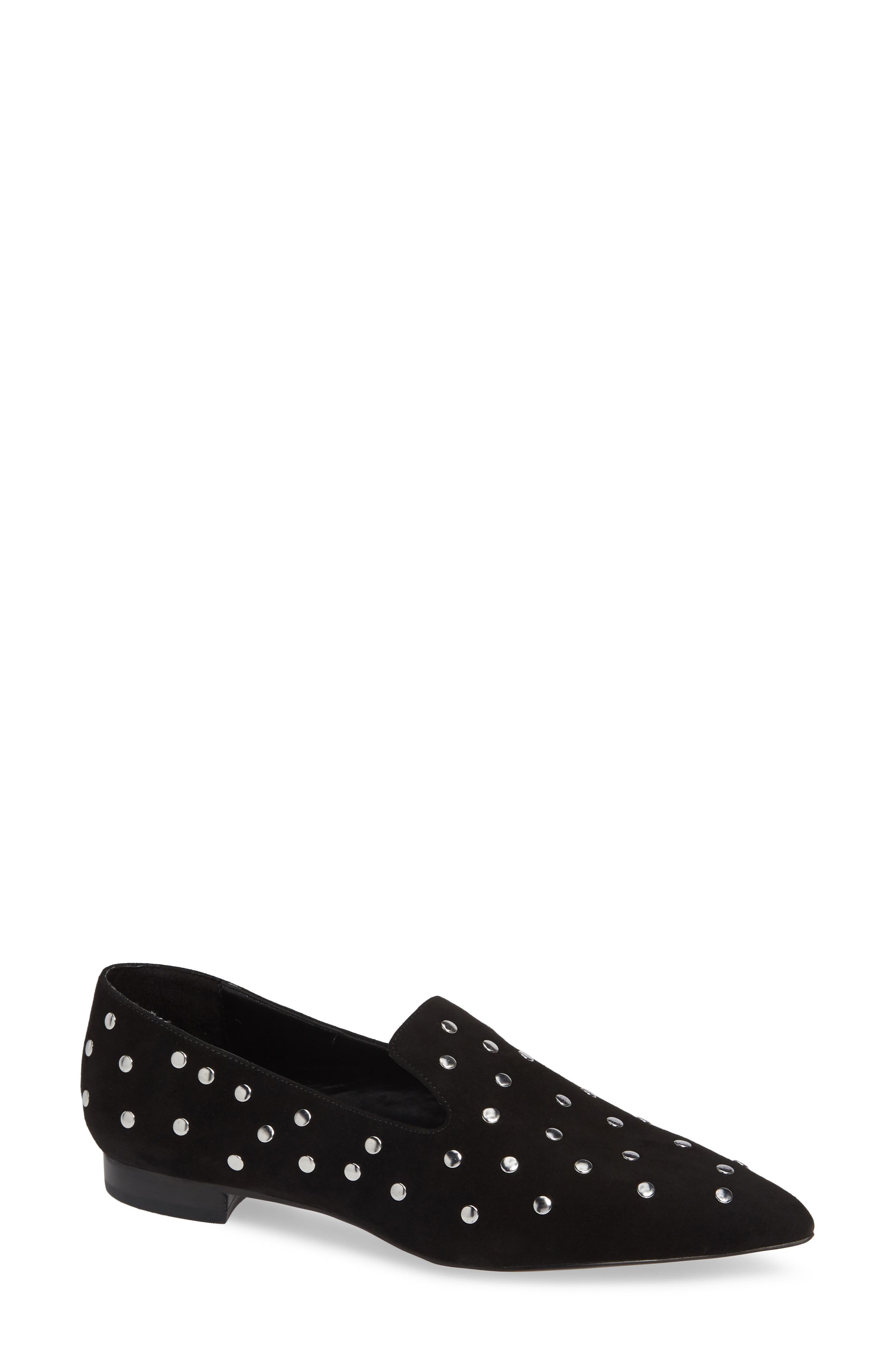 Black Suede Studio Gaby Flat, Black