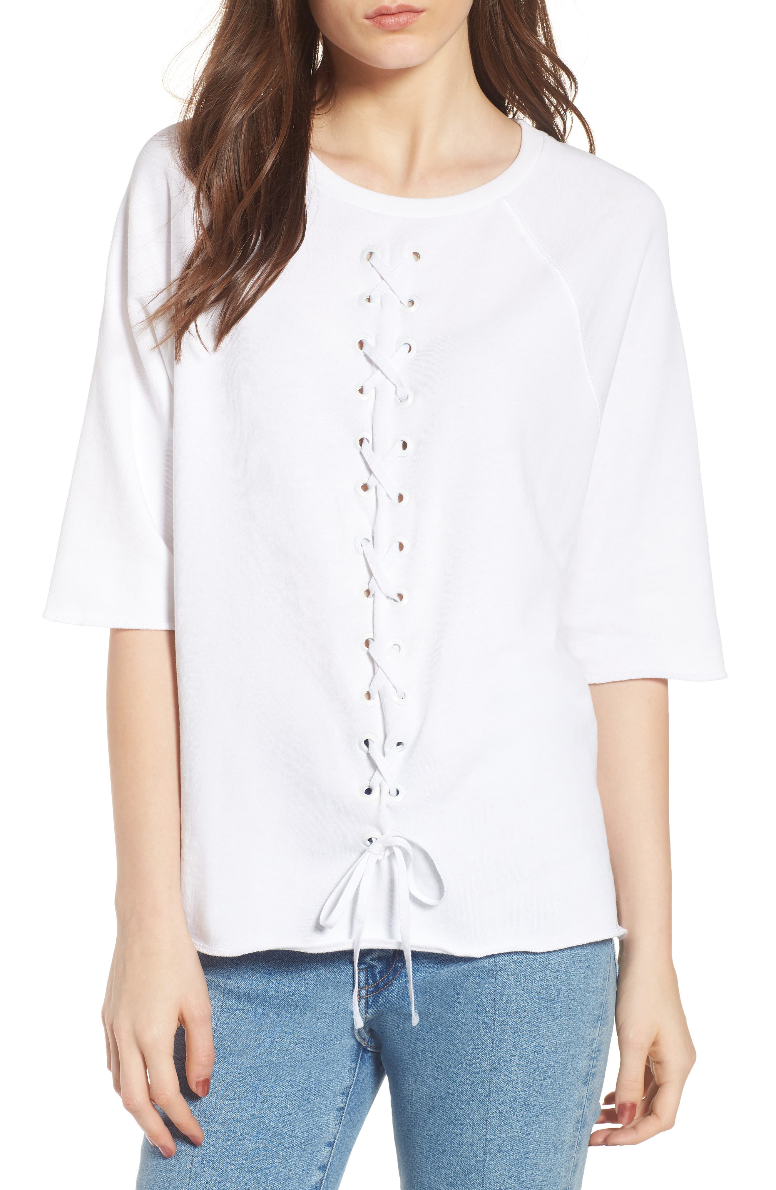 South Parade Julie - Vertical Eyelets Terry Top, White