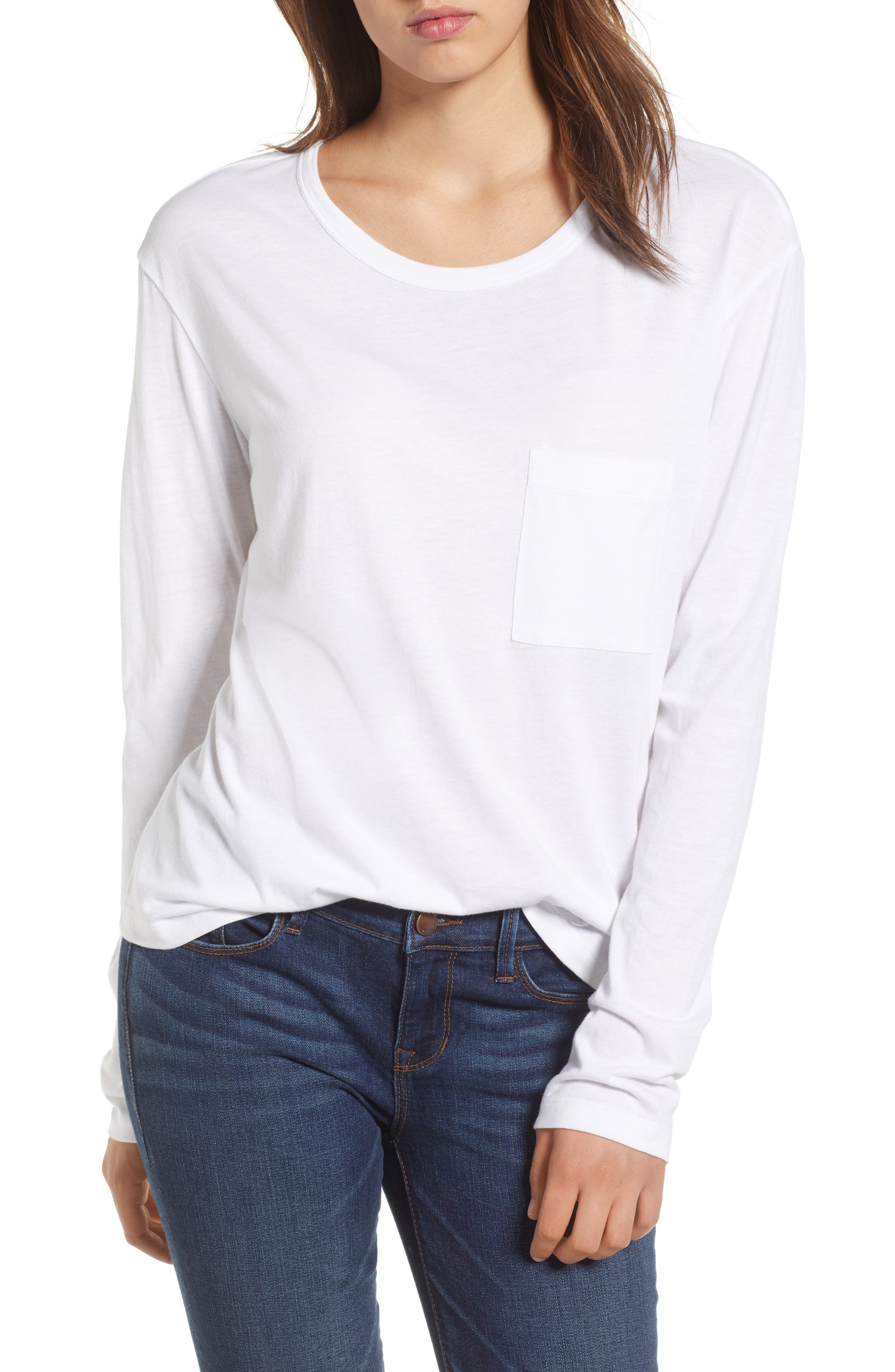 Slouch Pocket Tee,                        Main,                        color, WHITE