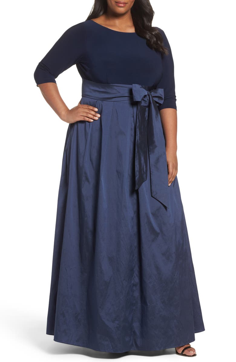 Adrianna Papell Mixed Media Gown (Plus Size) | Nordstrom