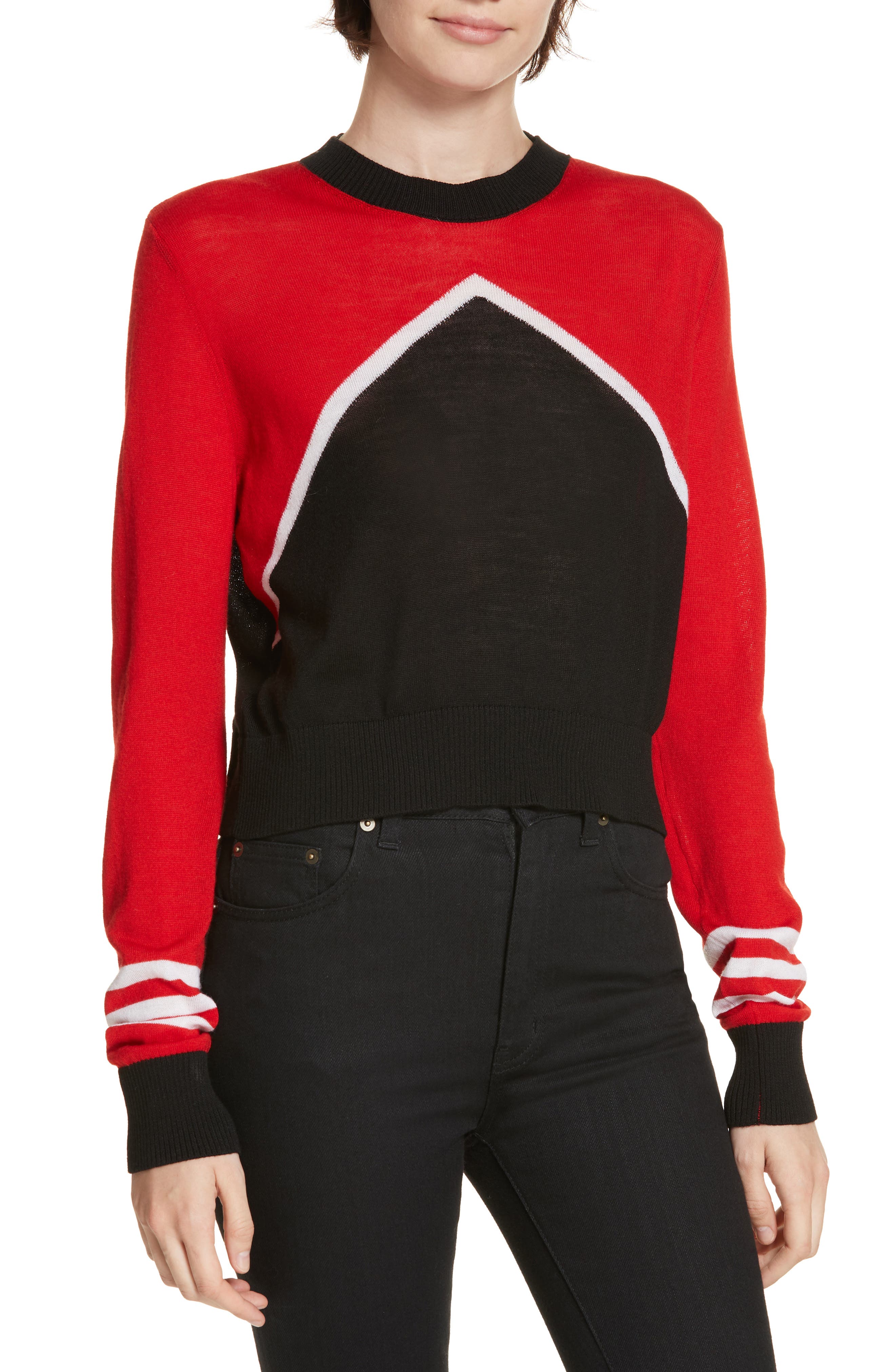 Etre Cecile Merino Wool Colorblock Crop Top, Black