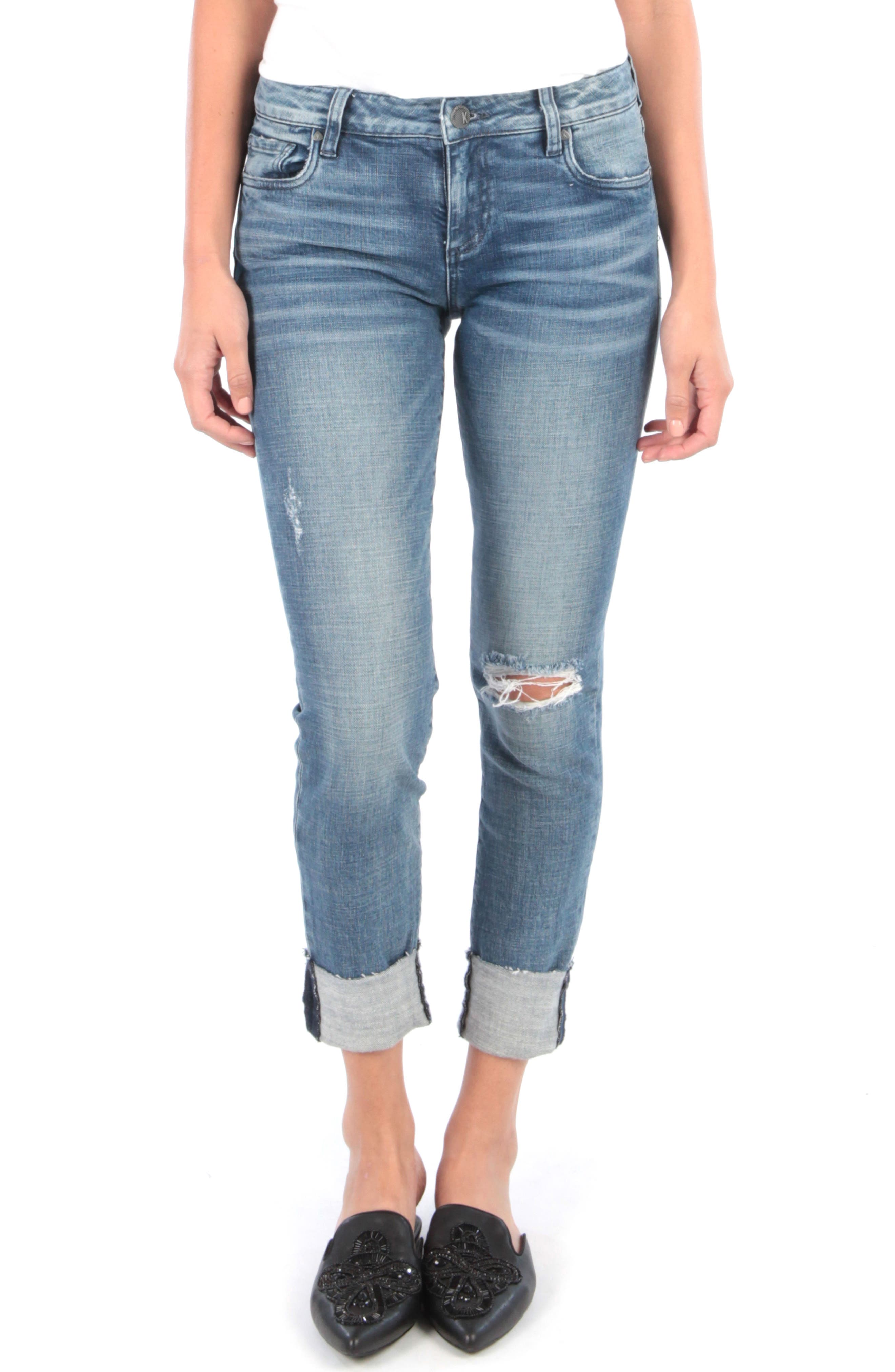 Kut From The Kloth Catherine Ripped Boyfriend Jeans, Blue