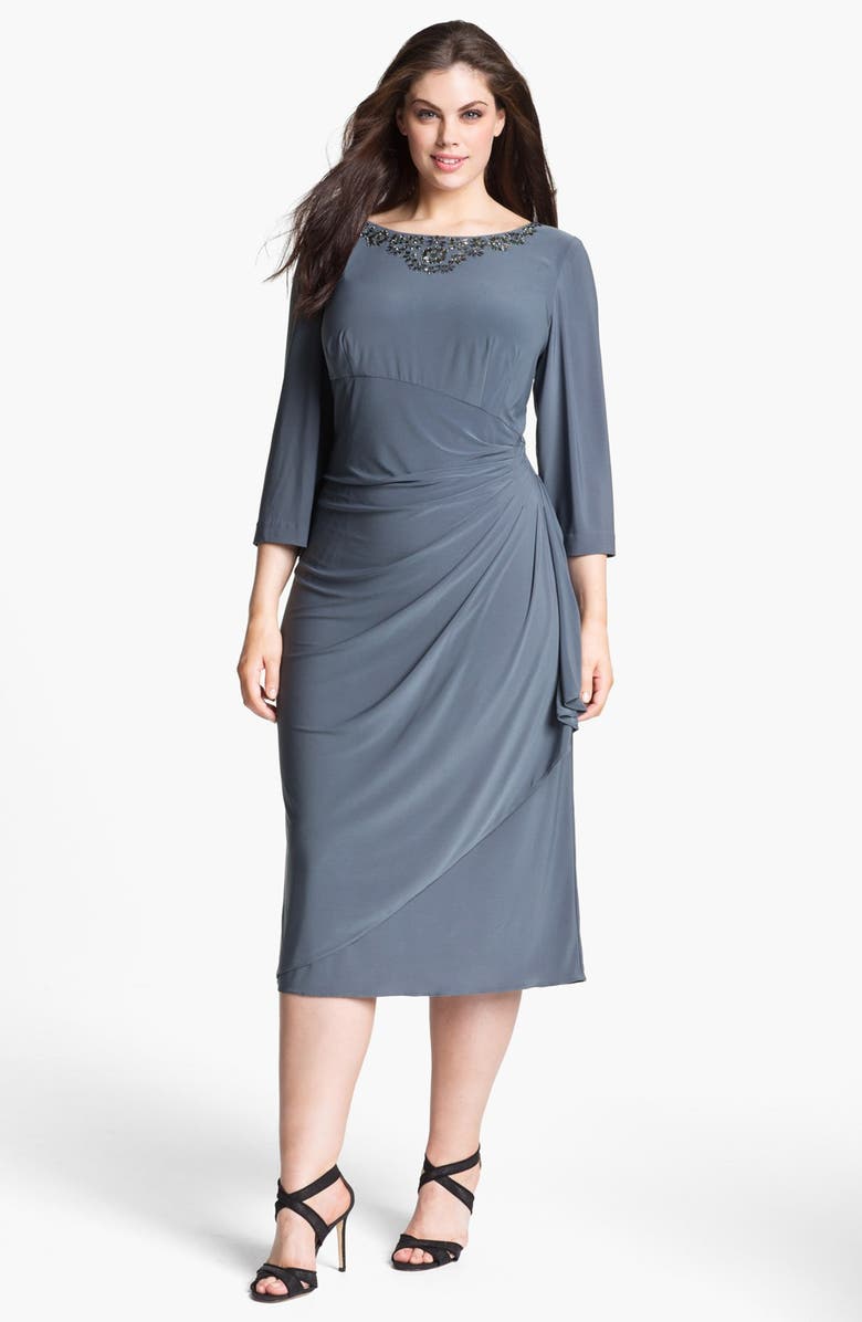 Alex Evenings Embellished Faux Wrap Dress (Plus Size) | Nordstrom