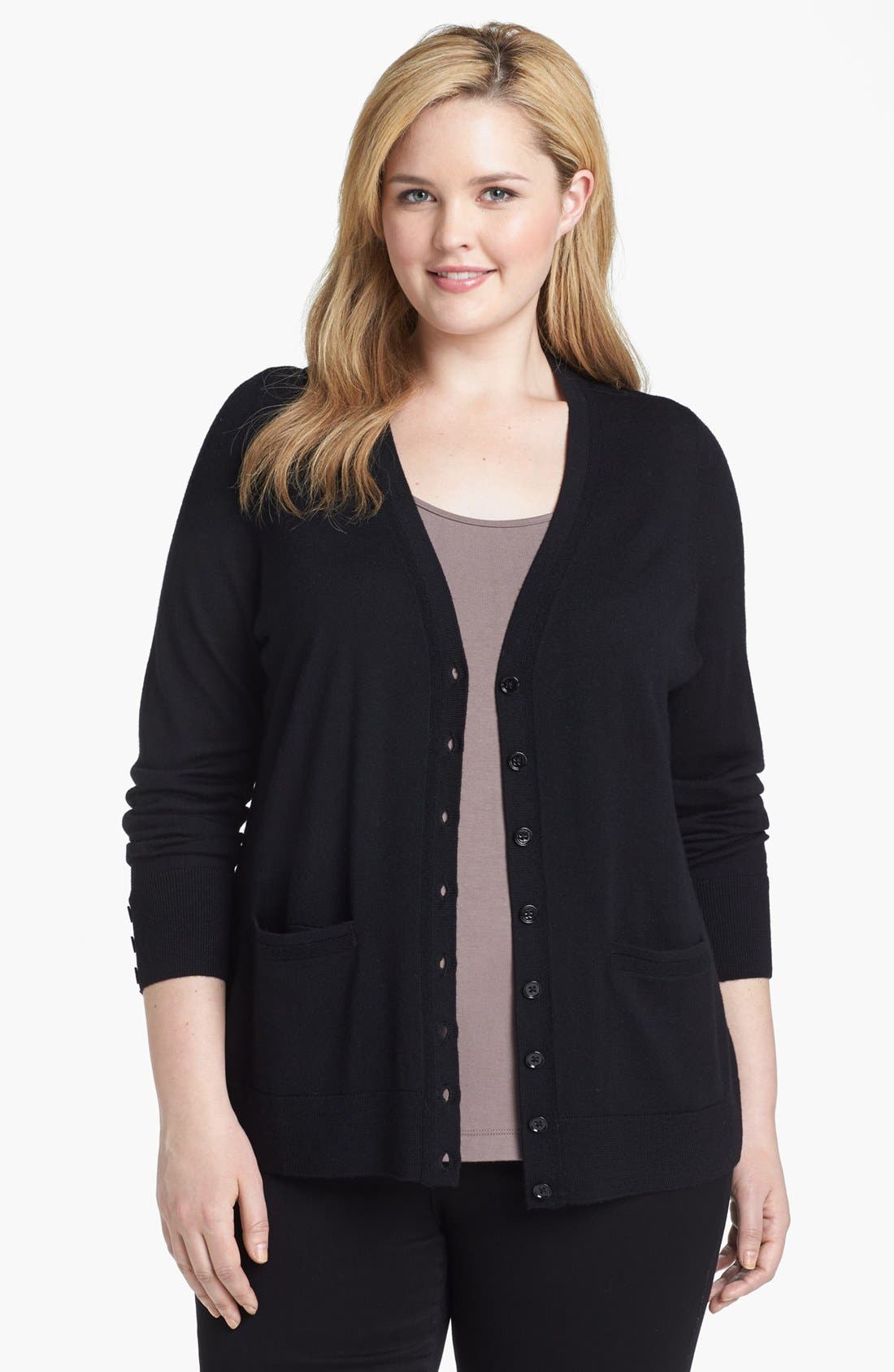 Sejour Merino Wool Cardigan (Plus Size) Nordstrom