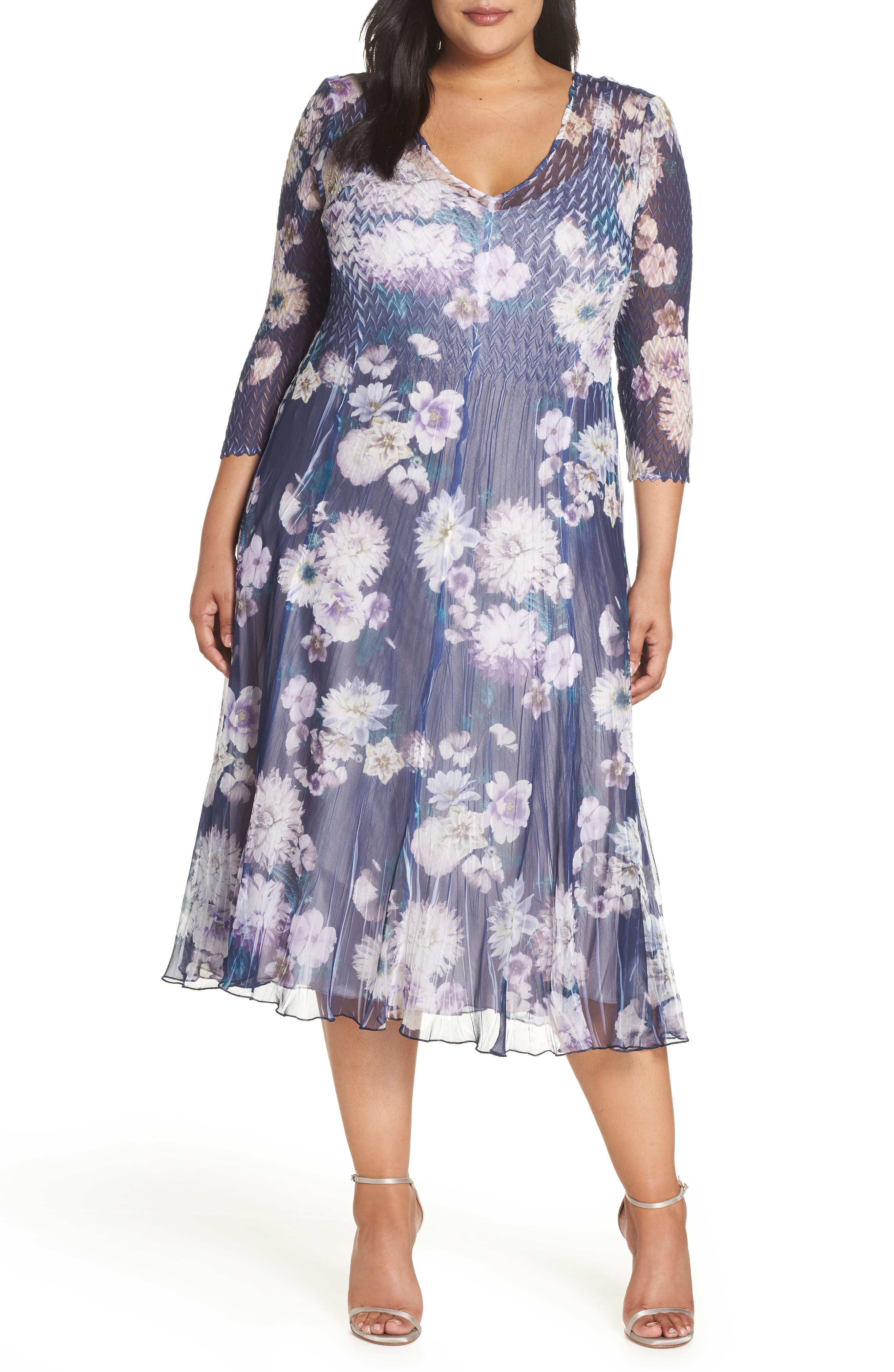 Plus Size Komarov Chiffon Midi Dress, Blue