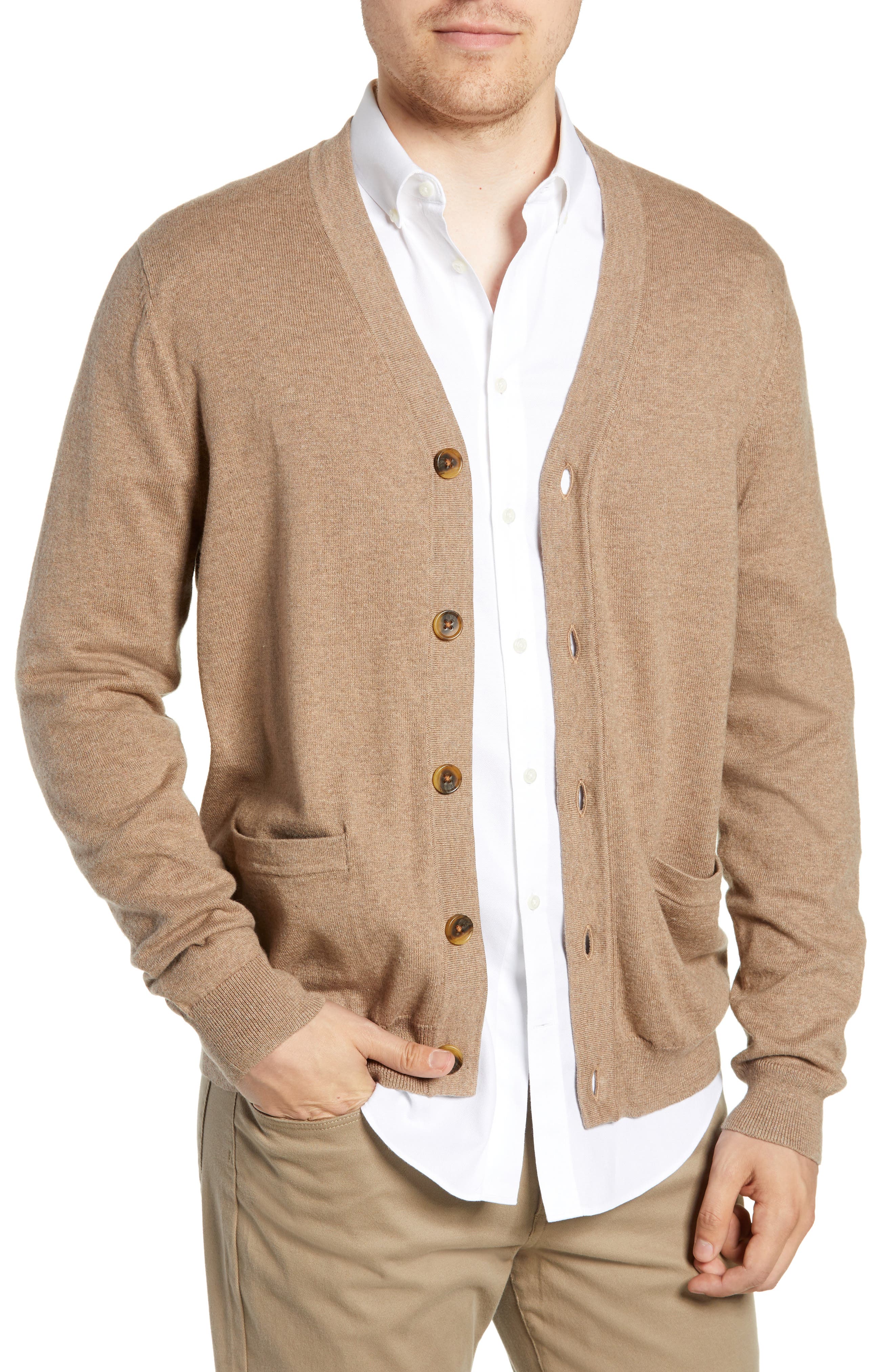 Nordstrom Shop V-Neck Cardigan, Brown