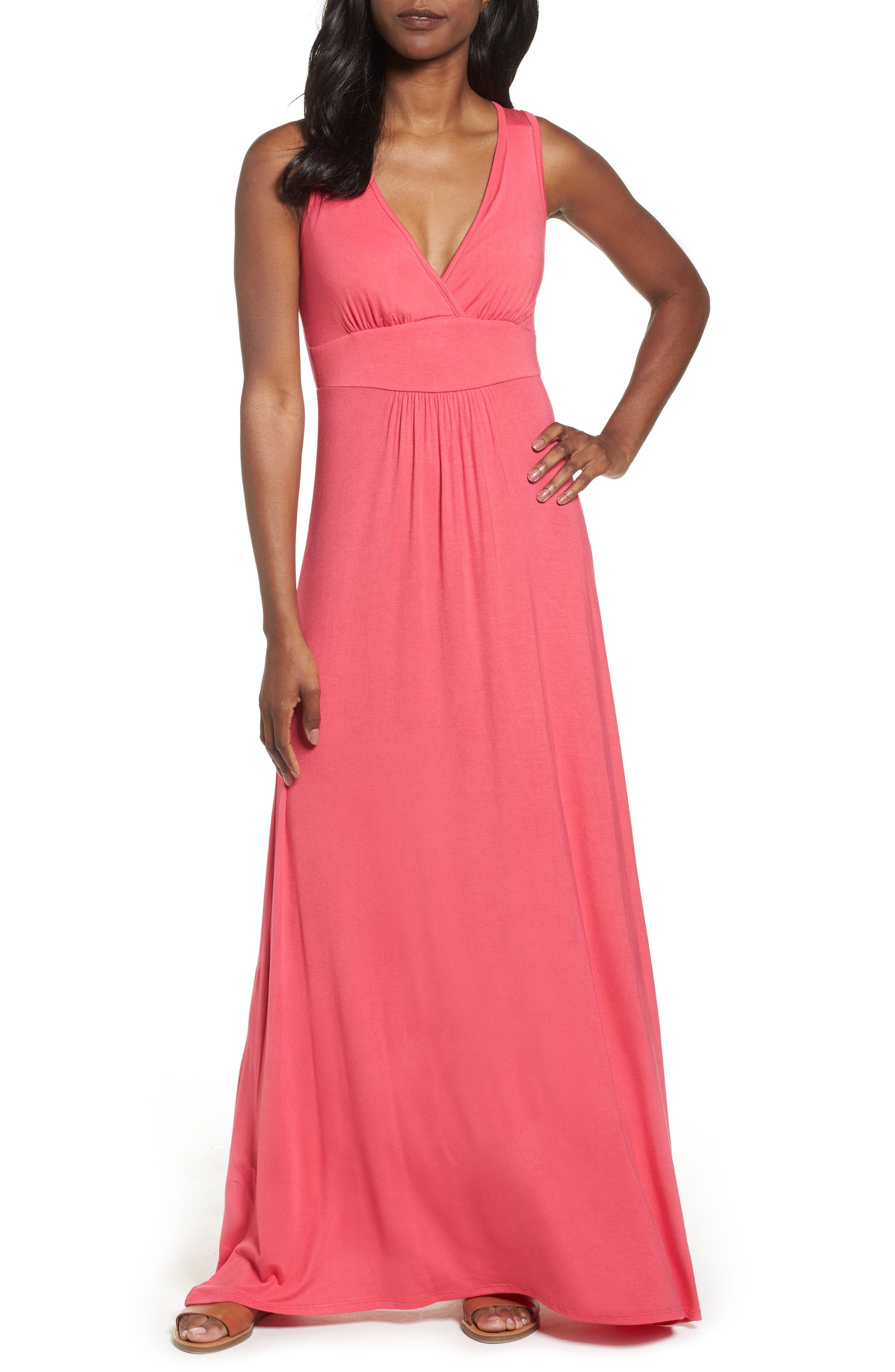 Petite Loveappella V-Neck Jersey Maxi Dress, Pink